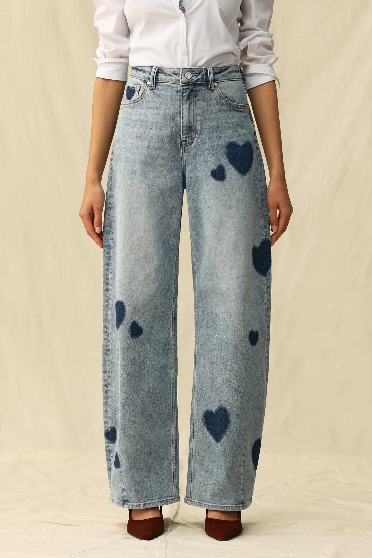 Rosalind High Rise Barrel Jeans - Blue Heart