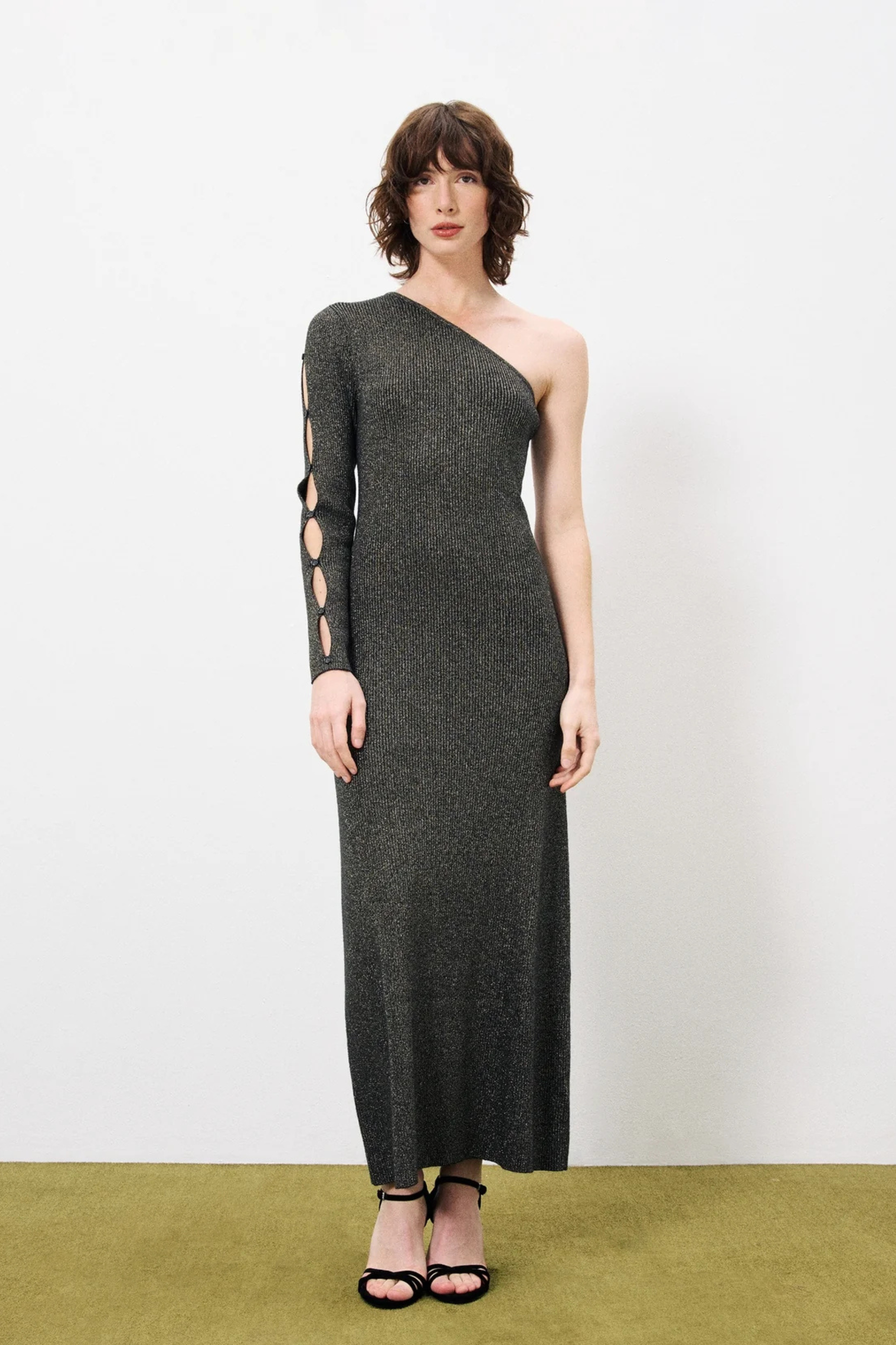 frnch maxi dress FRNCH Scarlet Stripe Button Collared Maxi Dress (Navy) M