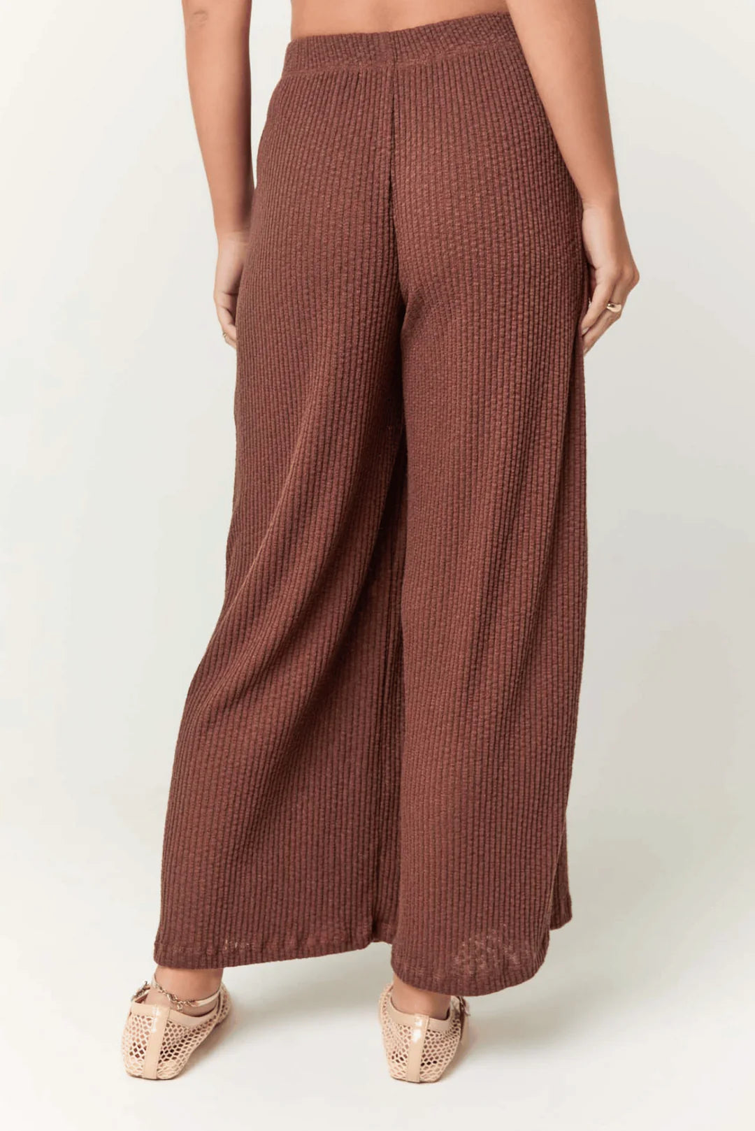 Monterosa Ribbed Wide Leg Pants - Cacao