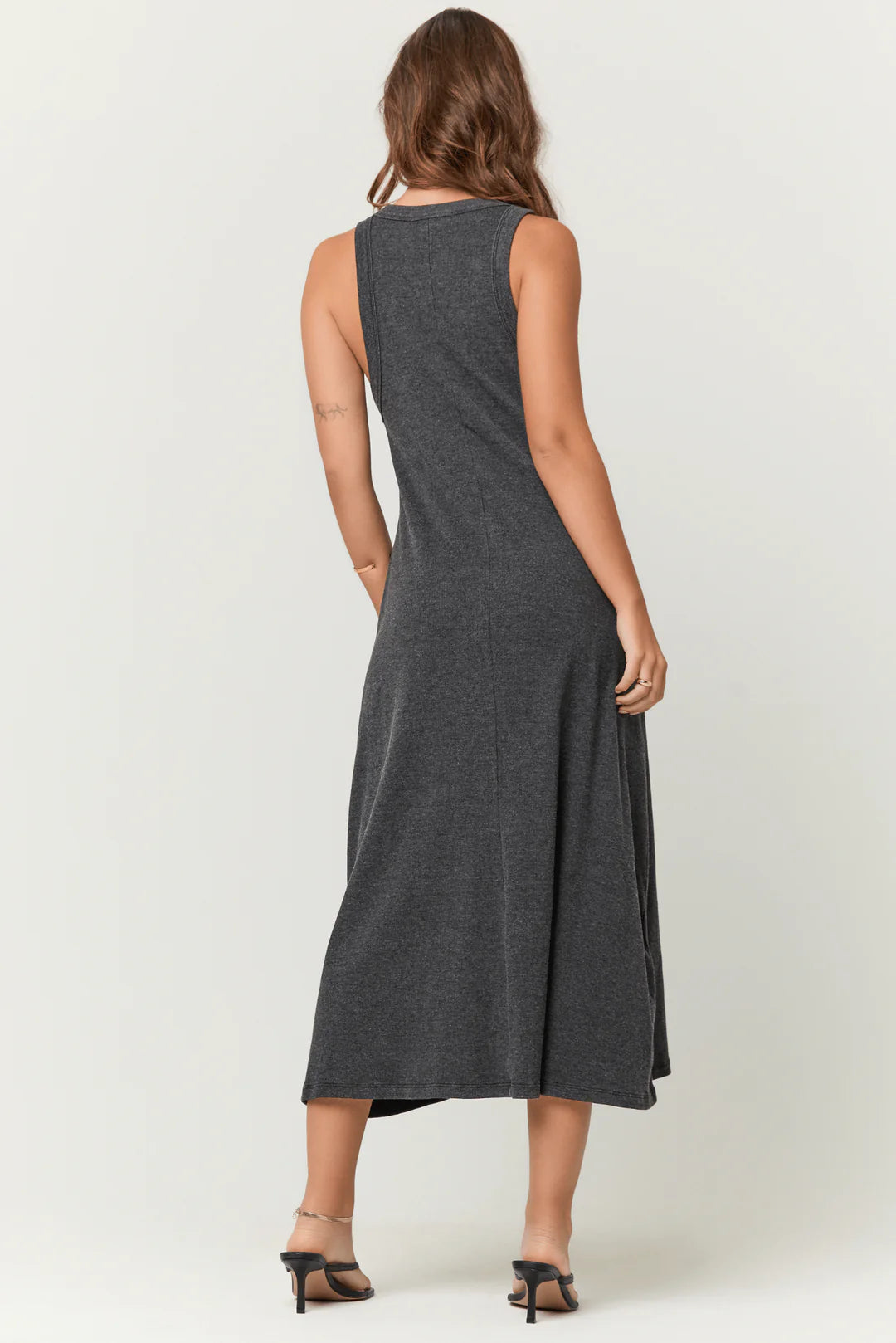 Yuma Scoop Neck Ribbed Dress - Black