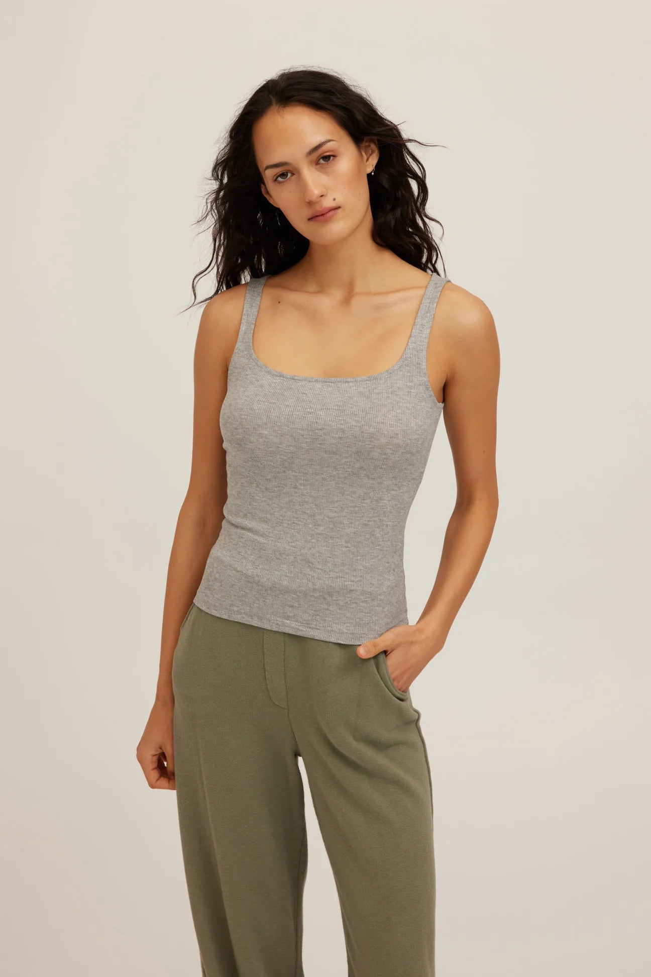 Project Social T - Olsen Scoop Neck Tank - Heather Grey