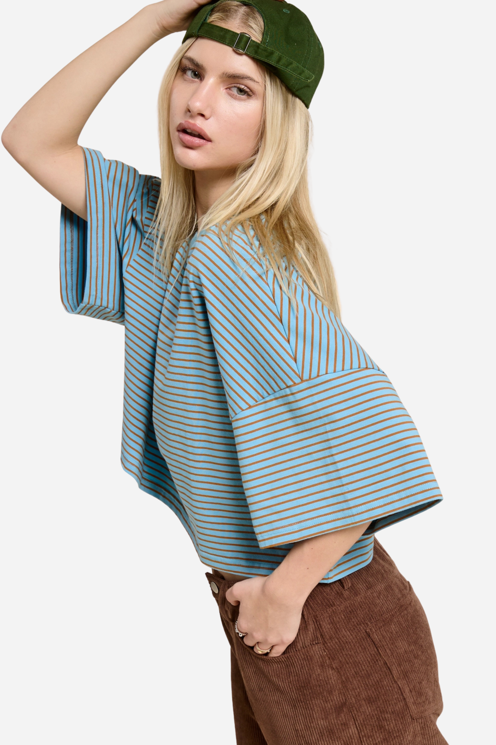 Striped Oversized Tee - Blue