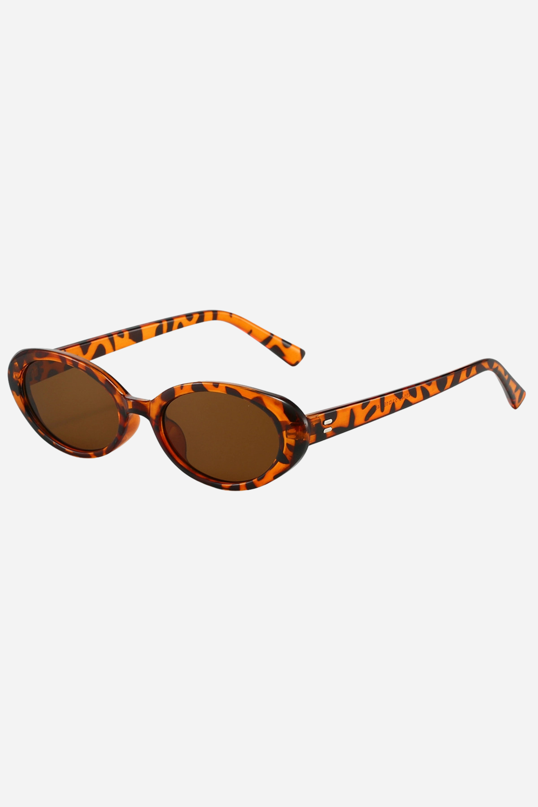 Retro Oval Frame Sunglasses - Brown