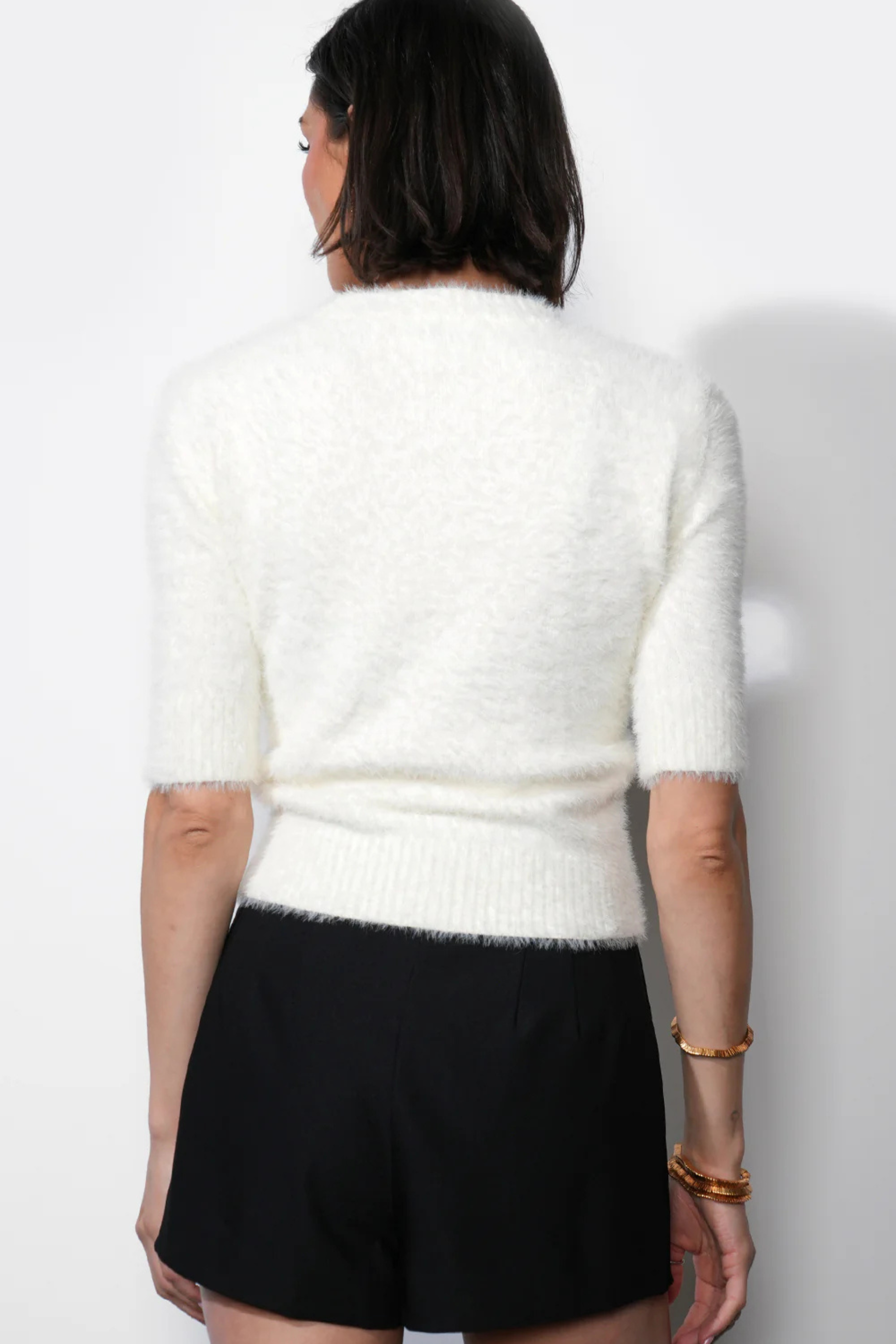 Odette Fuzzy Knit Top - Ivory