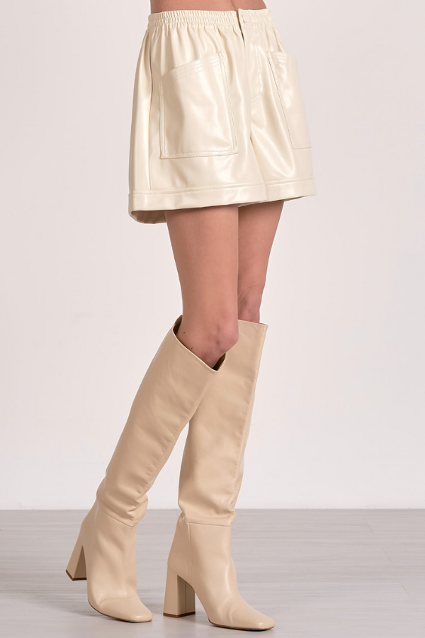 Easy Breezy Leather Shorts - White