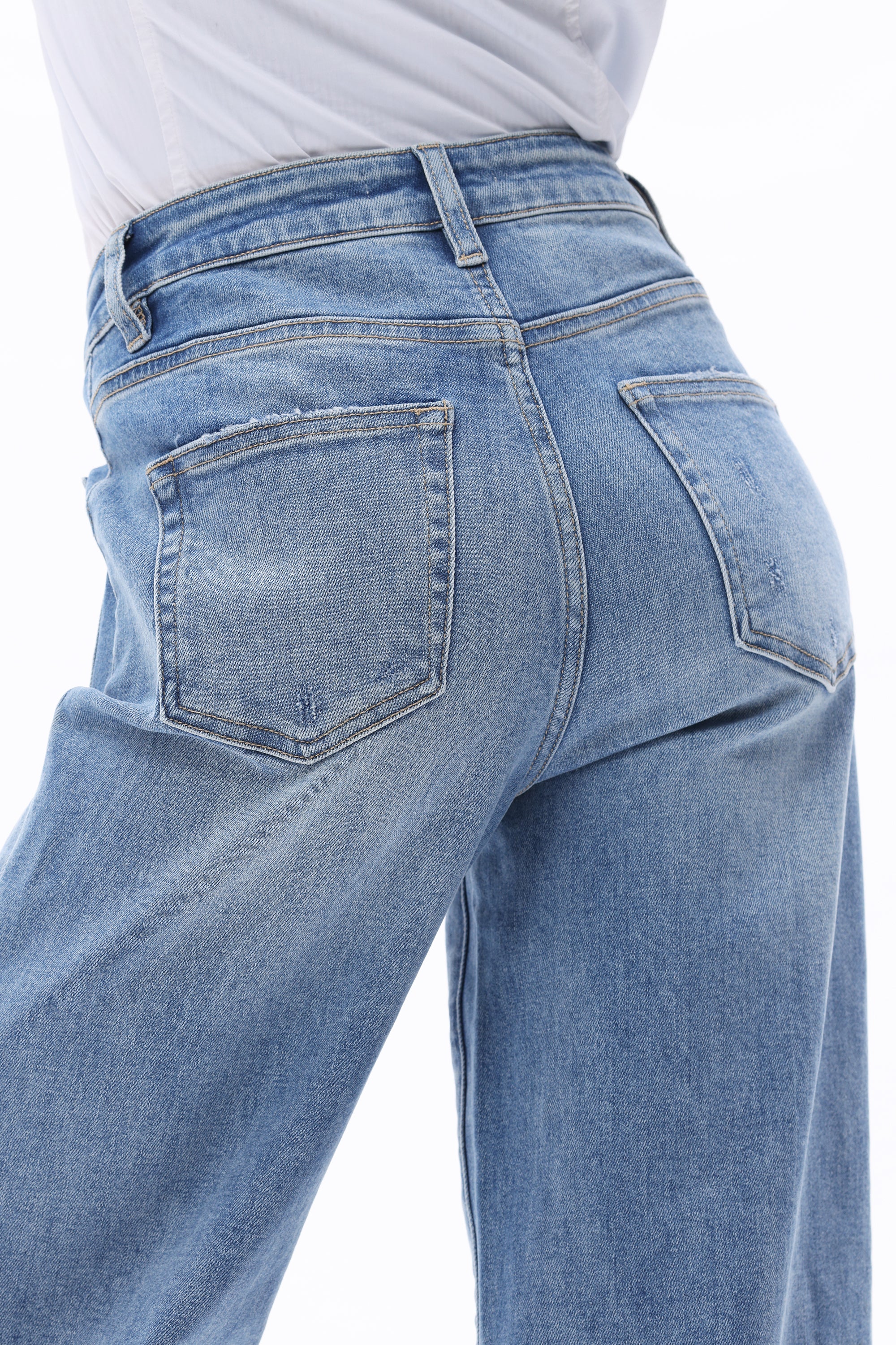 High Rise Wide Leg Jeans - Medium Blue
