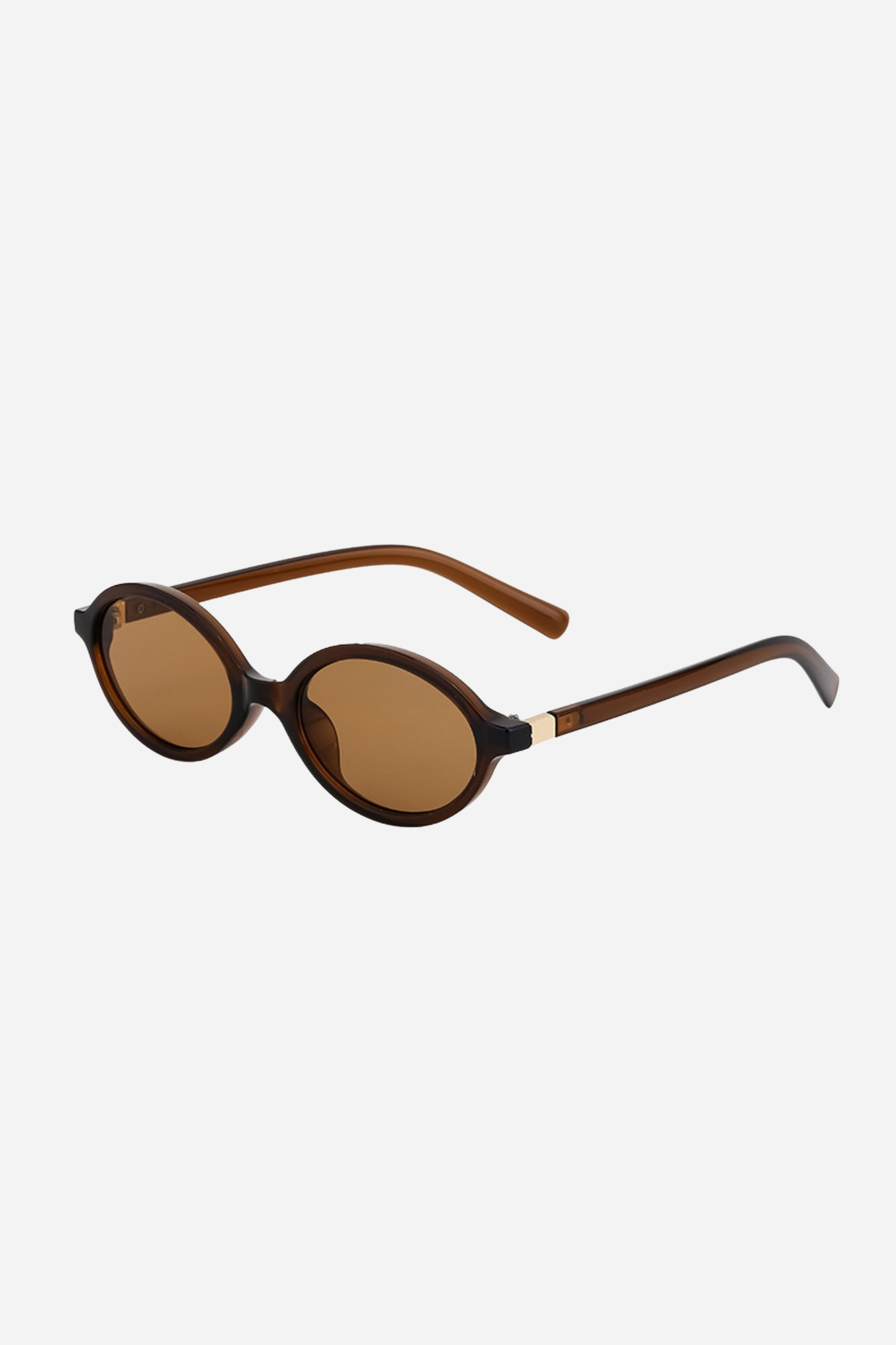 Retro Oval Frame Sunglasses - Coffee