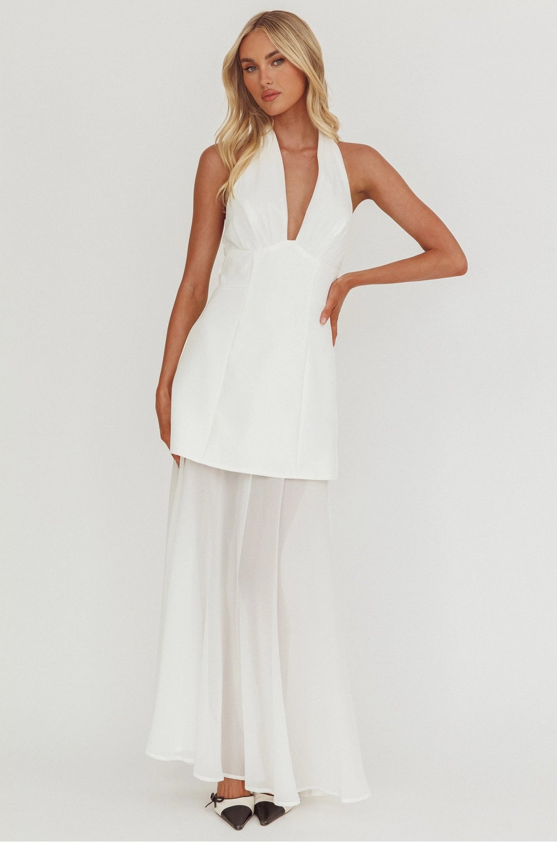 Halter Neck Bodice Maxi Dress