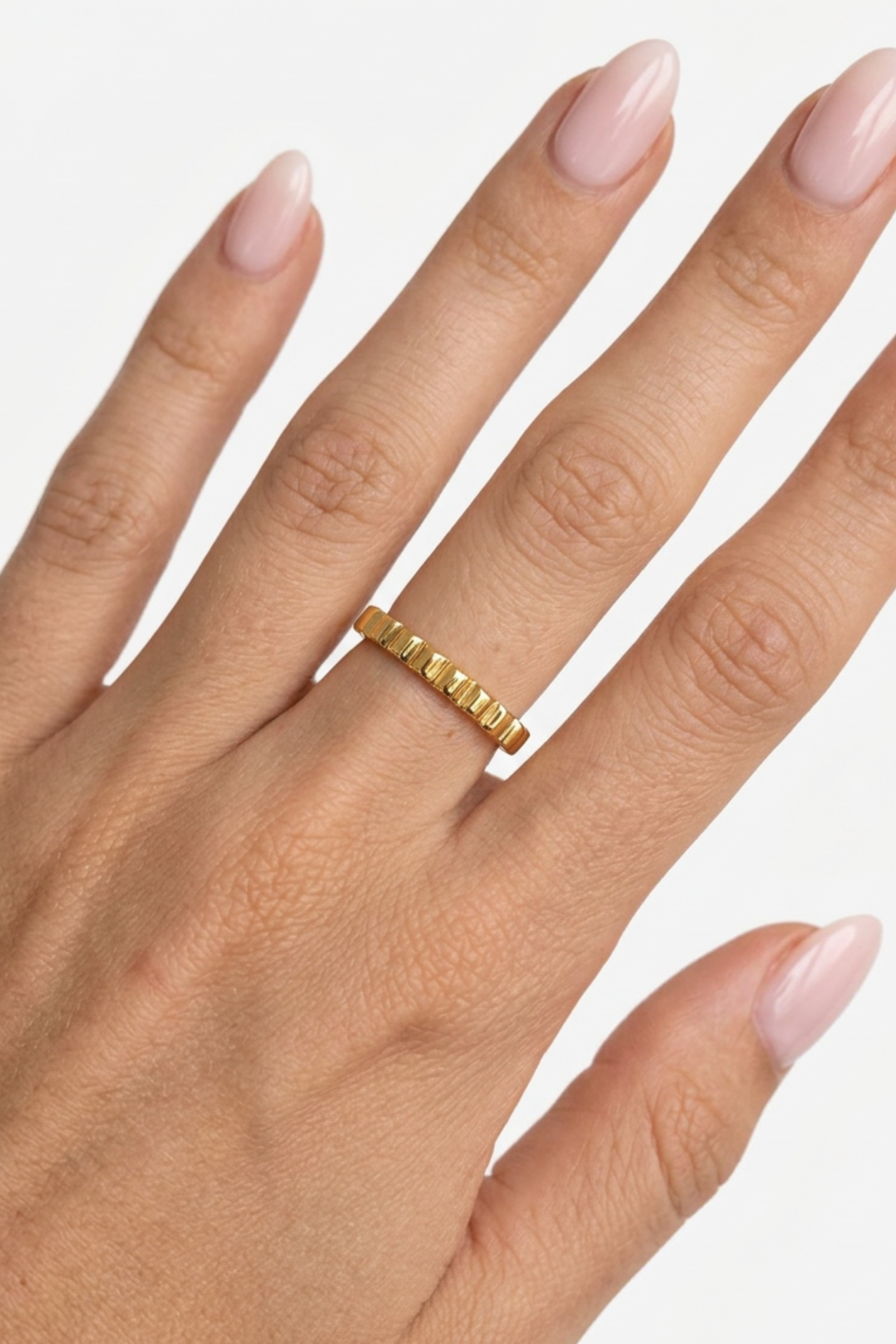 18K Ellie Ribbed Ring