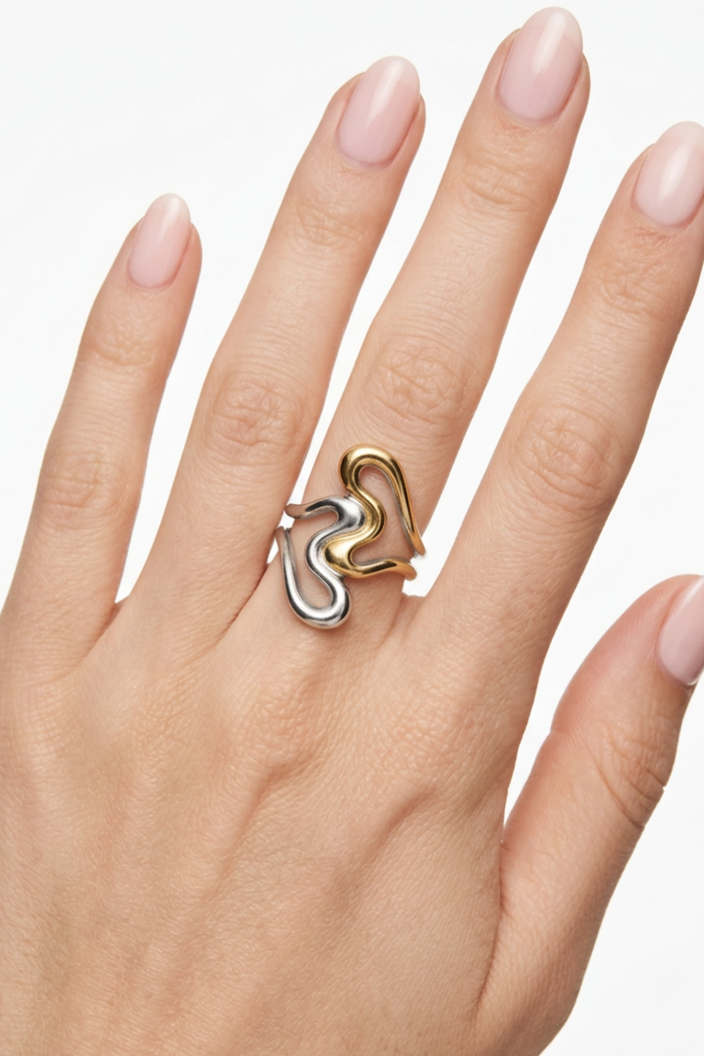 18K Abstract Mixed Metal Ring