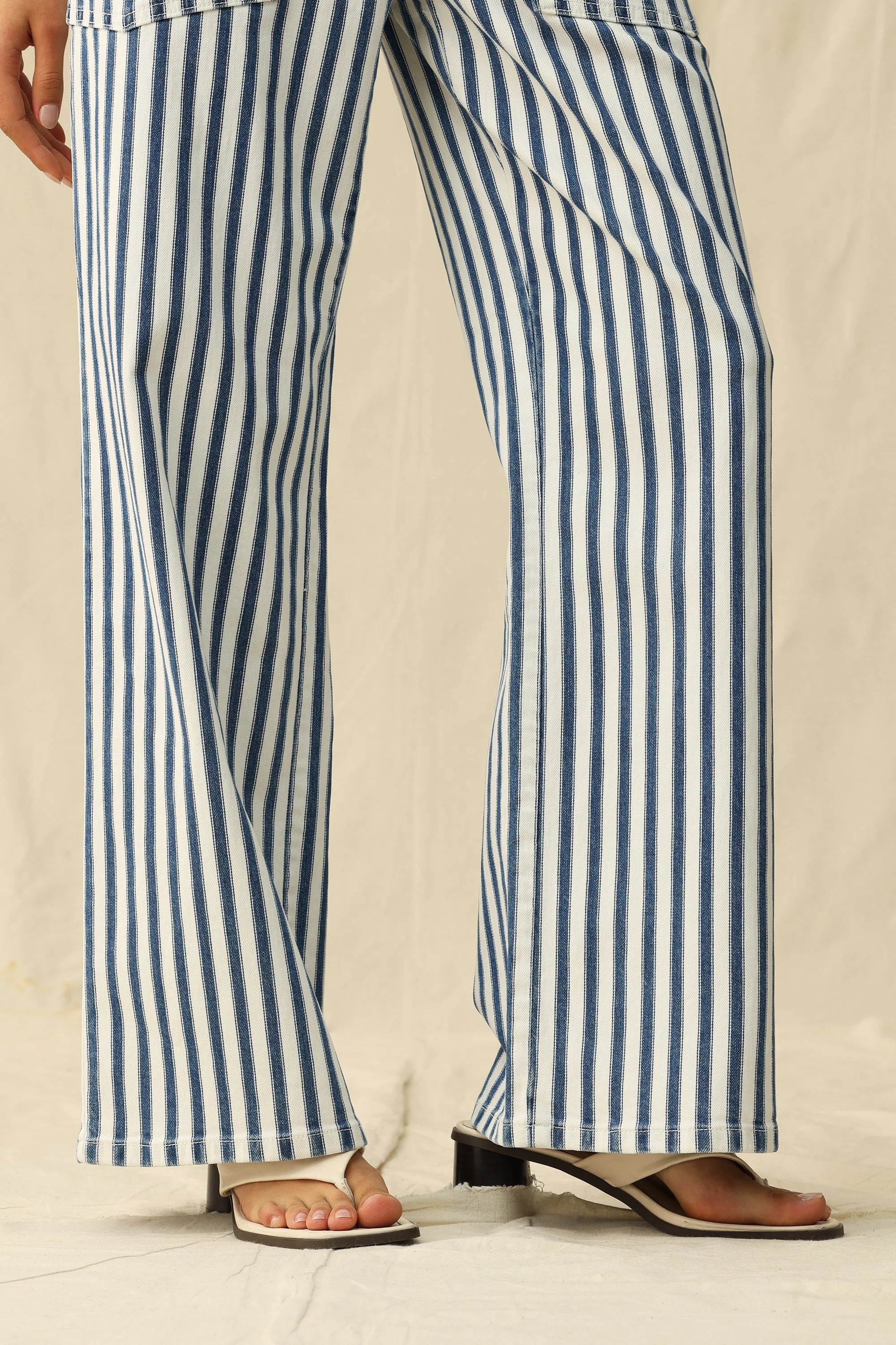 Tamsin High Rise Wide Leg Jeans - Blue Stripe