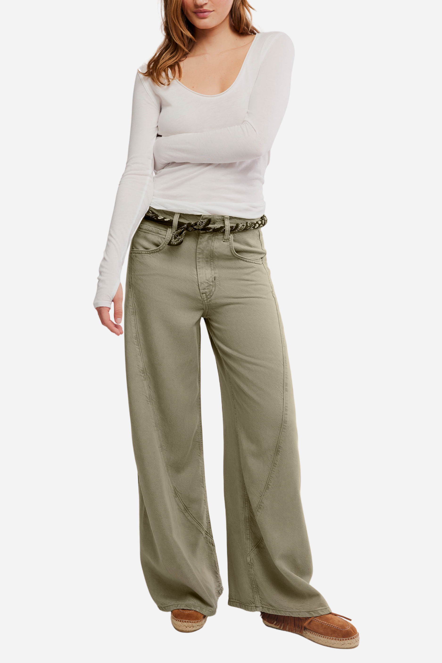 Free People - Haven Baggy Wide-Leg Jeans - Seagrass