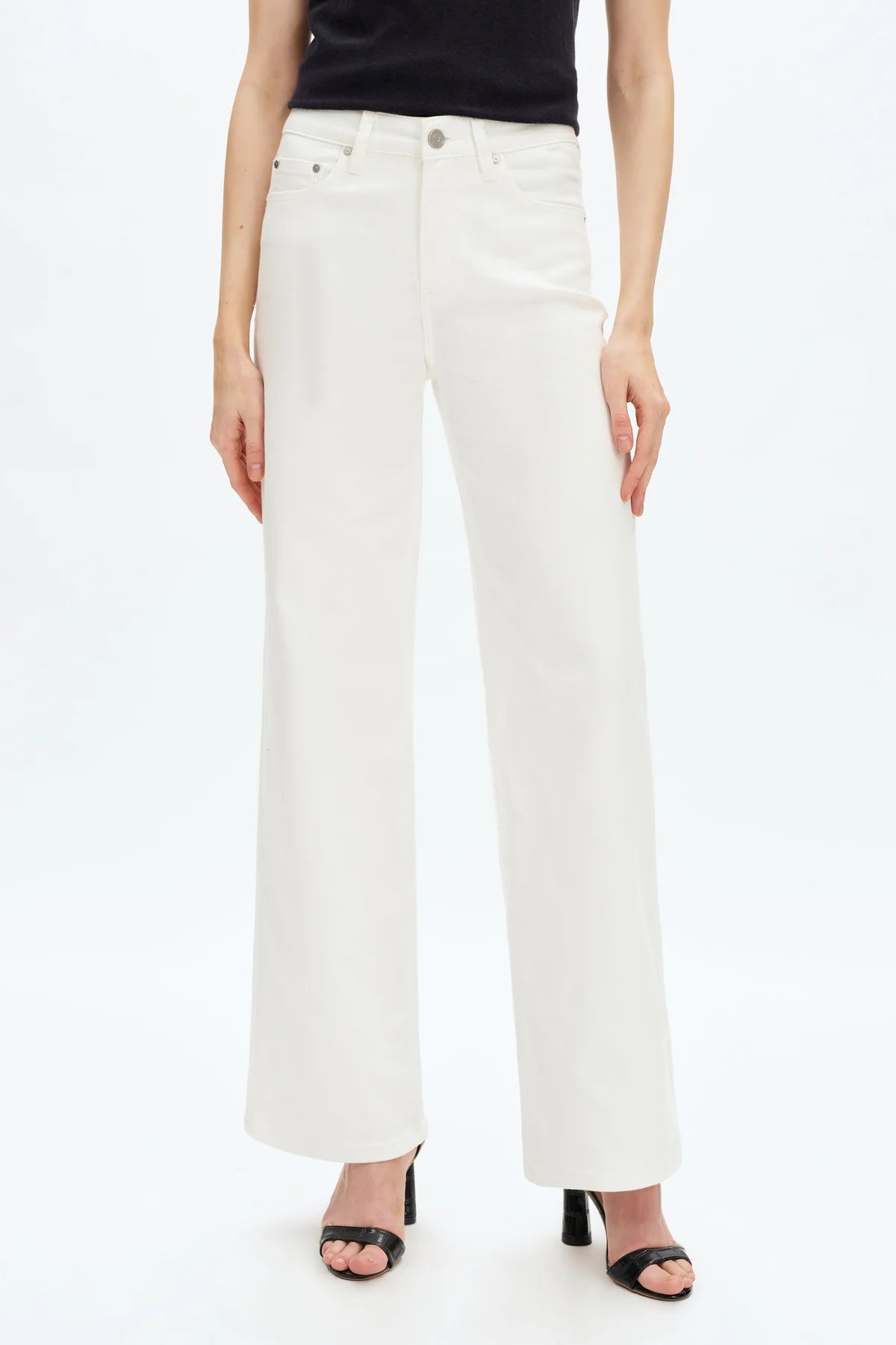 Maeve Mid Rise Straight Leg Jeans - White