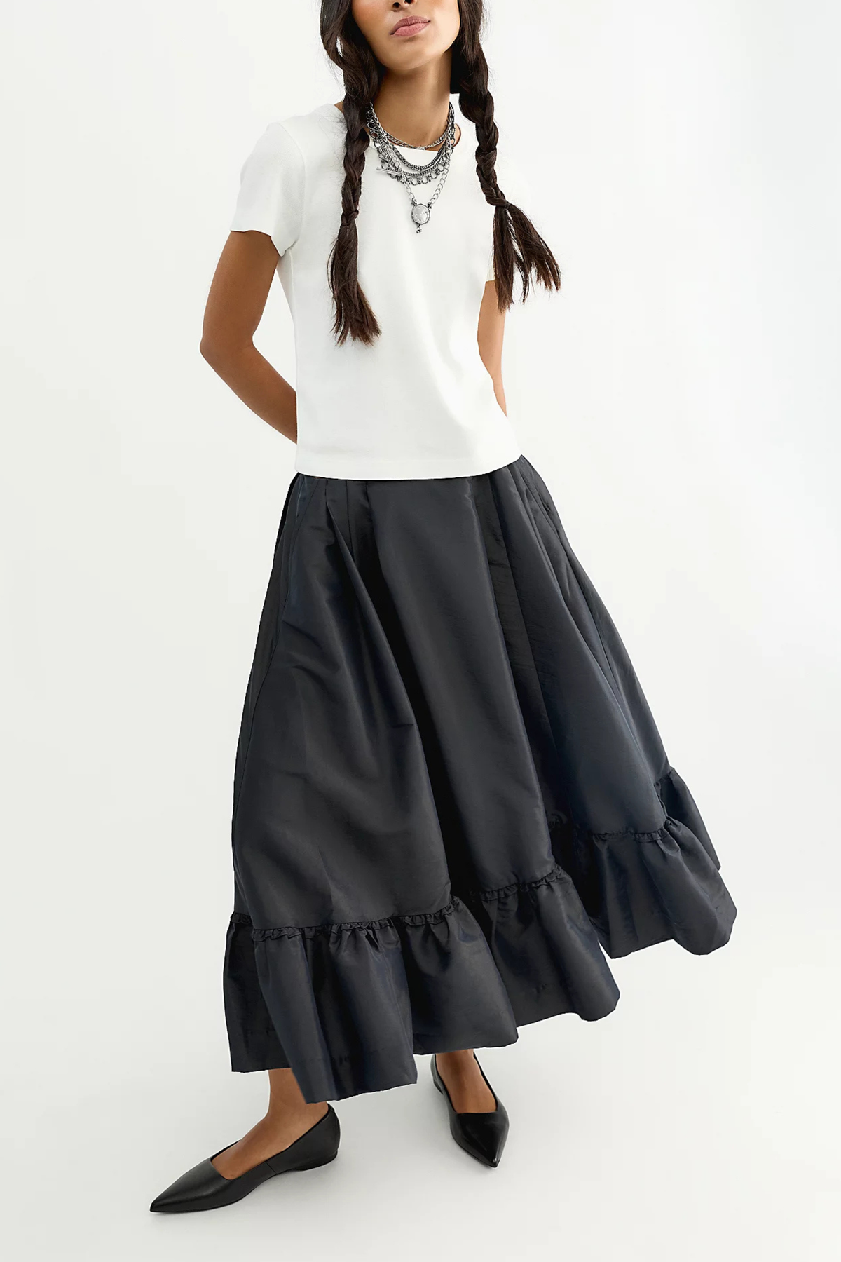 Free People - Vernier Taffeta Midi Skirt