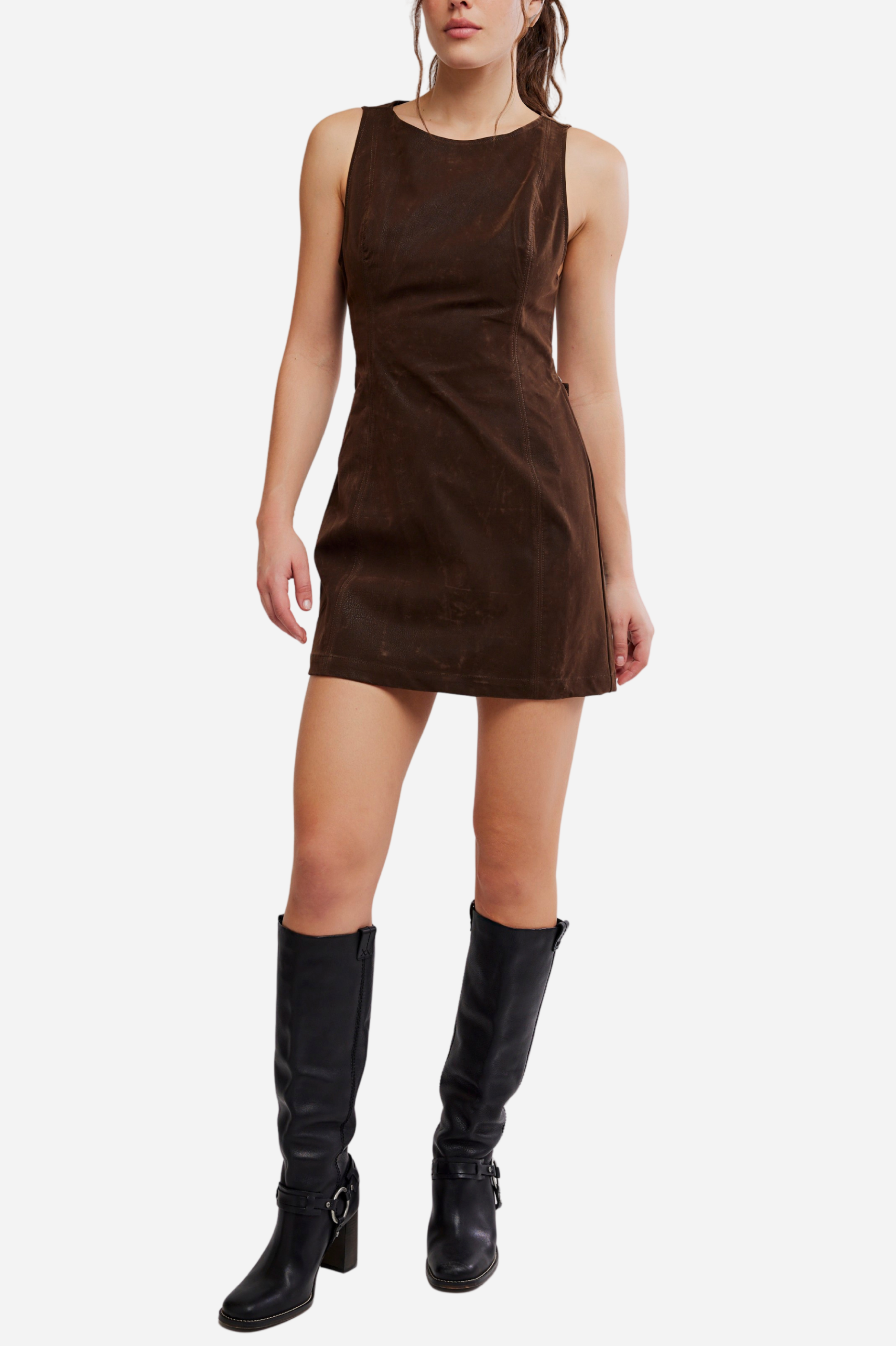 Free People Atlas Suede Mini - Chocolate Brown
