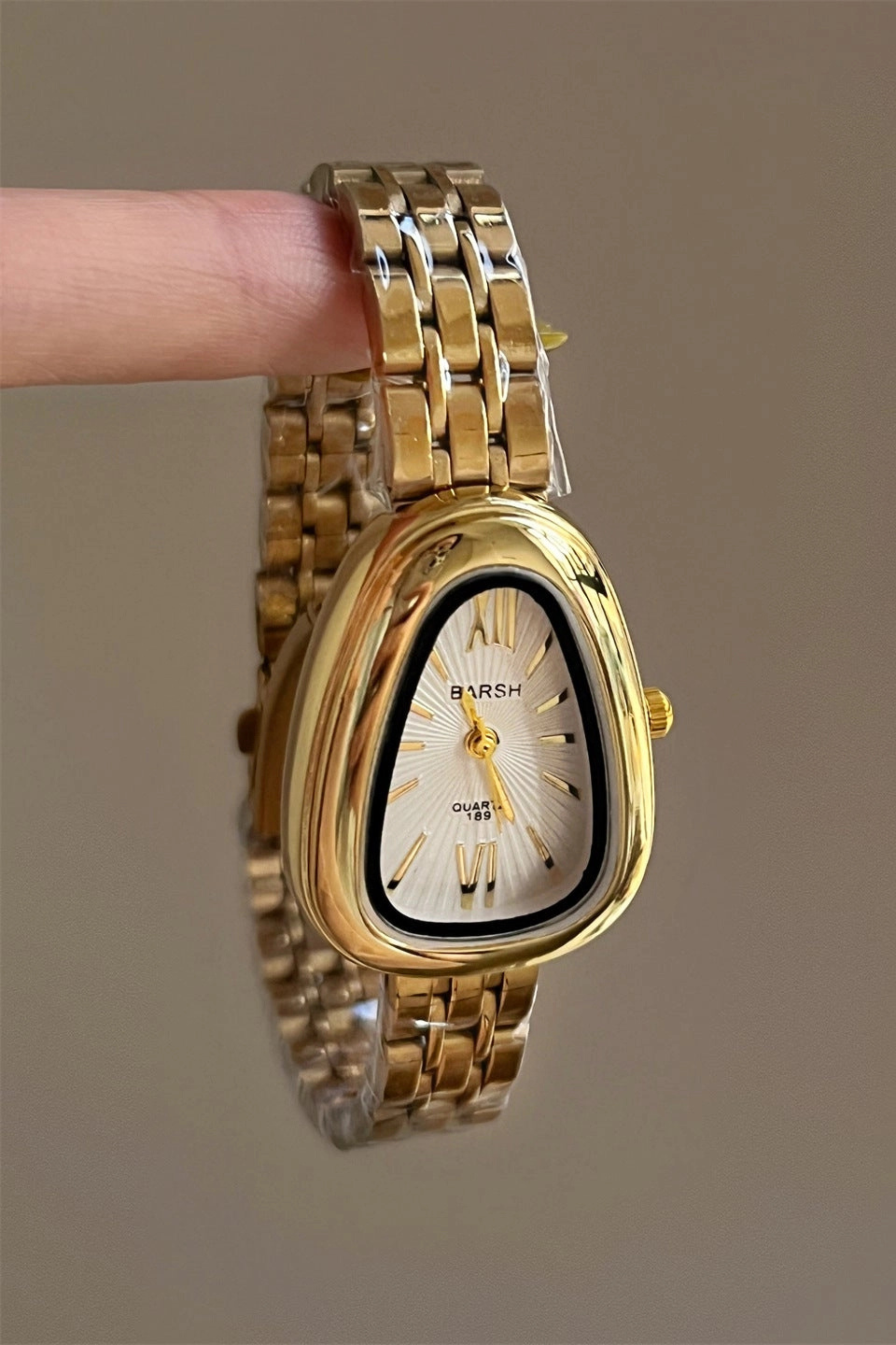 Geometric Dial Wrist Watch - Gold/White