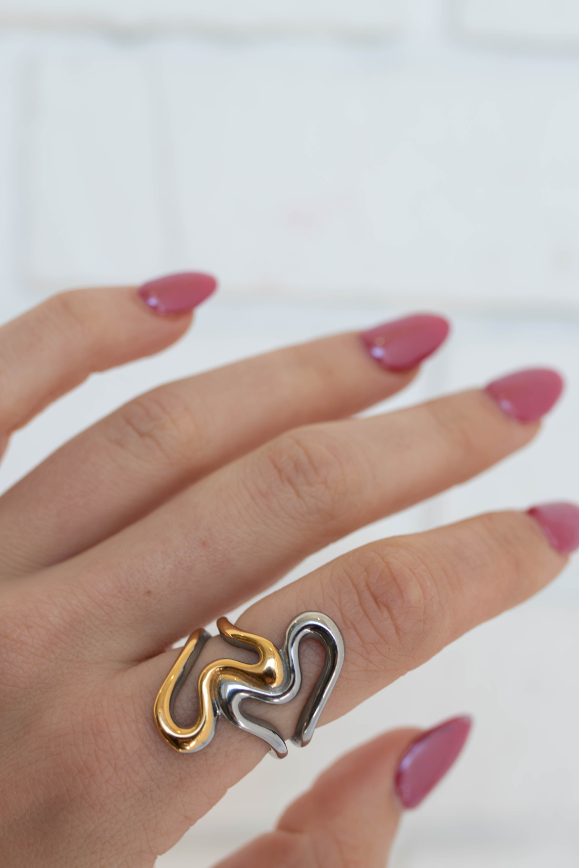 18K Abstract Mixed Metal Ring