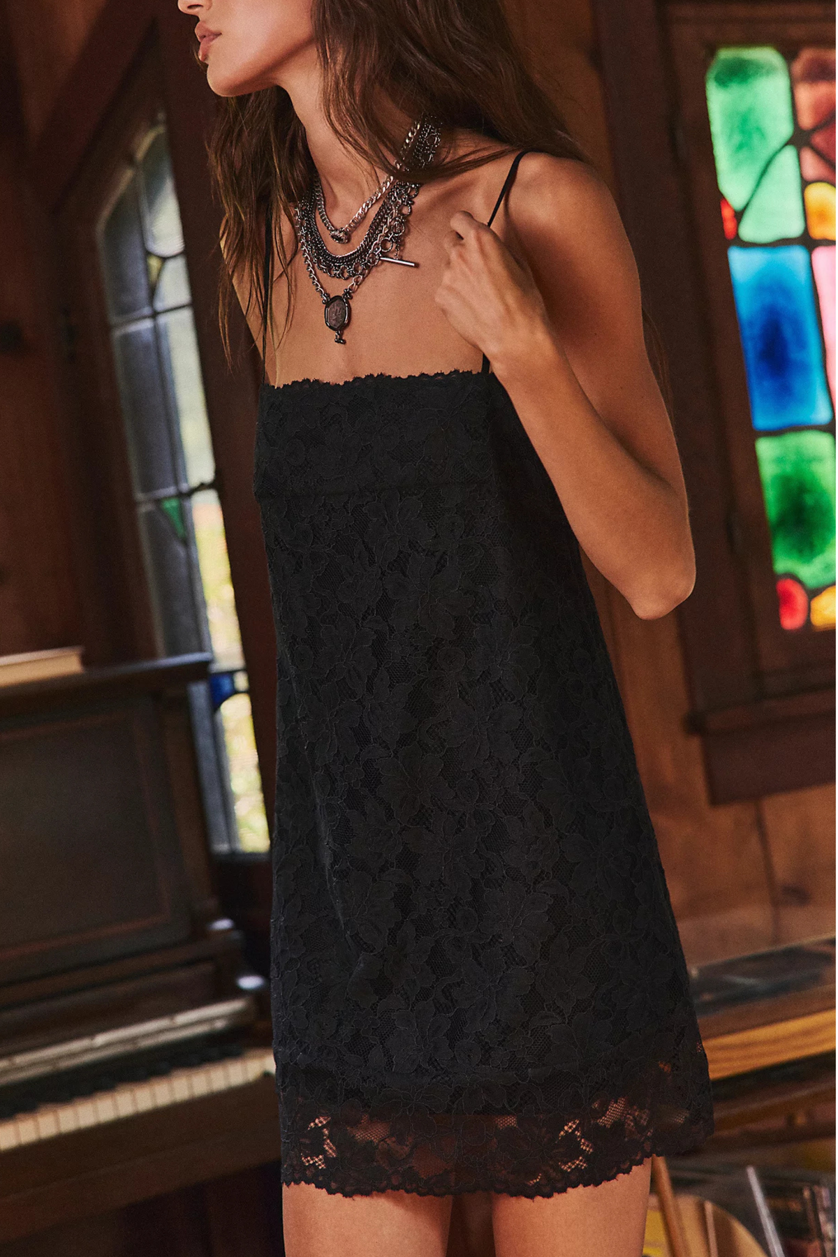 Free People - Lace Take Me With You Mini Dress