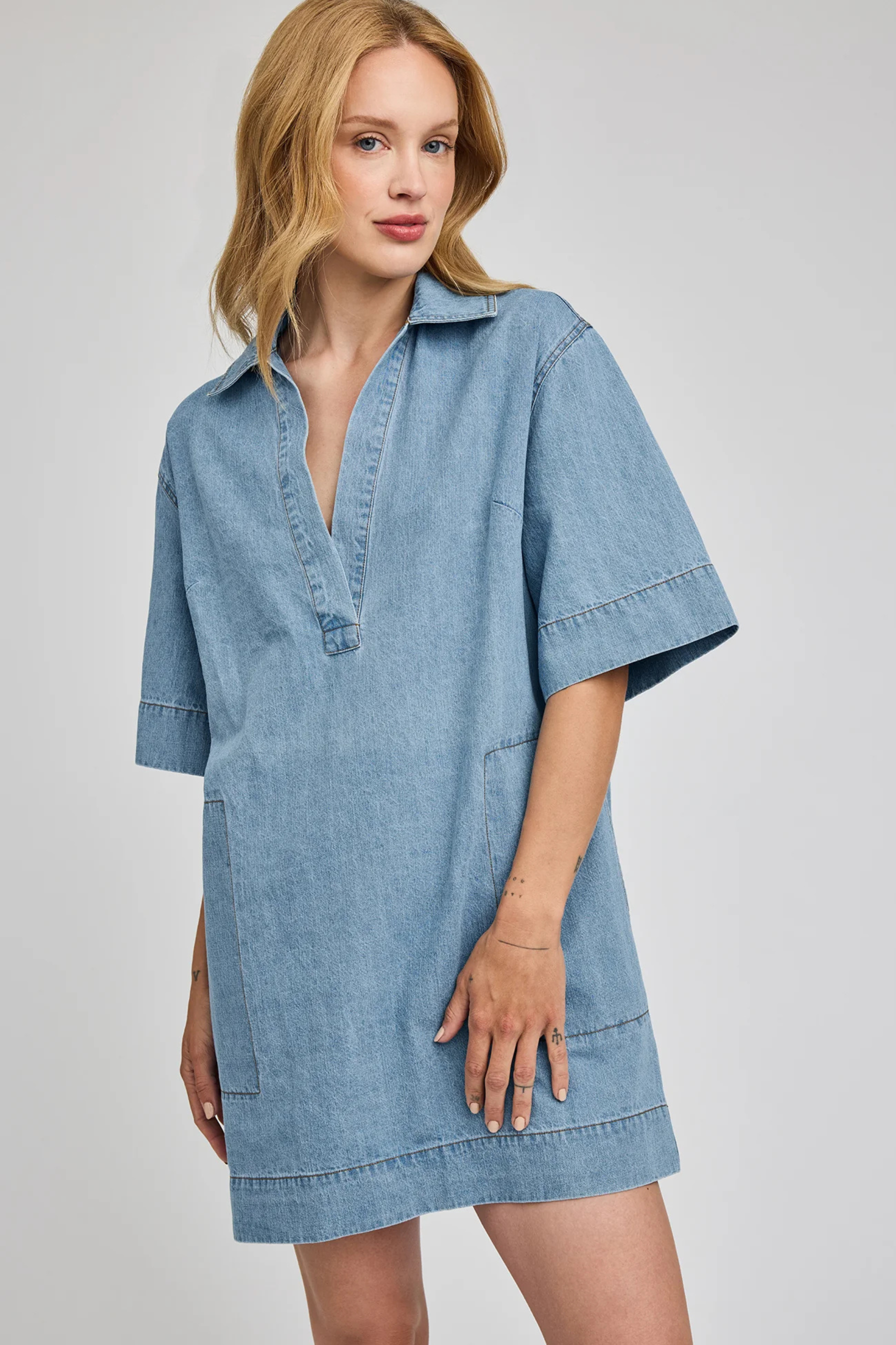 womens denim look dress 23 Denim Dress Outfits to Style the Staple All Year Round