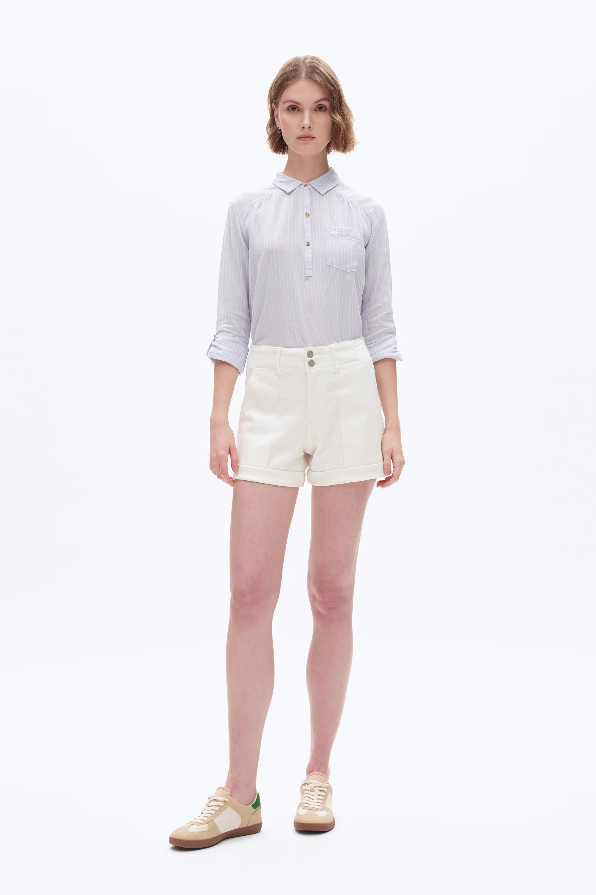 High Rise Denim Shorts - White