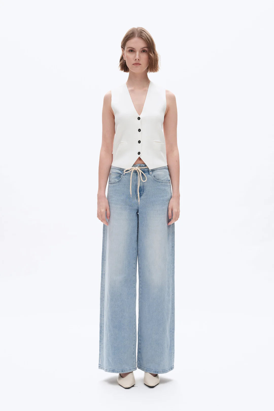 Drawstring Baggy Denim Jeans