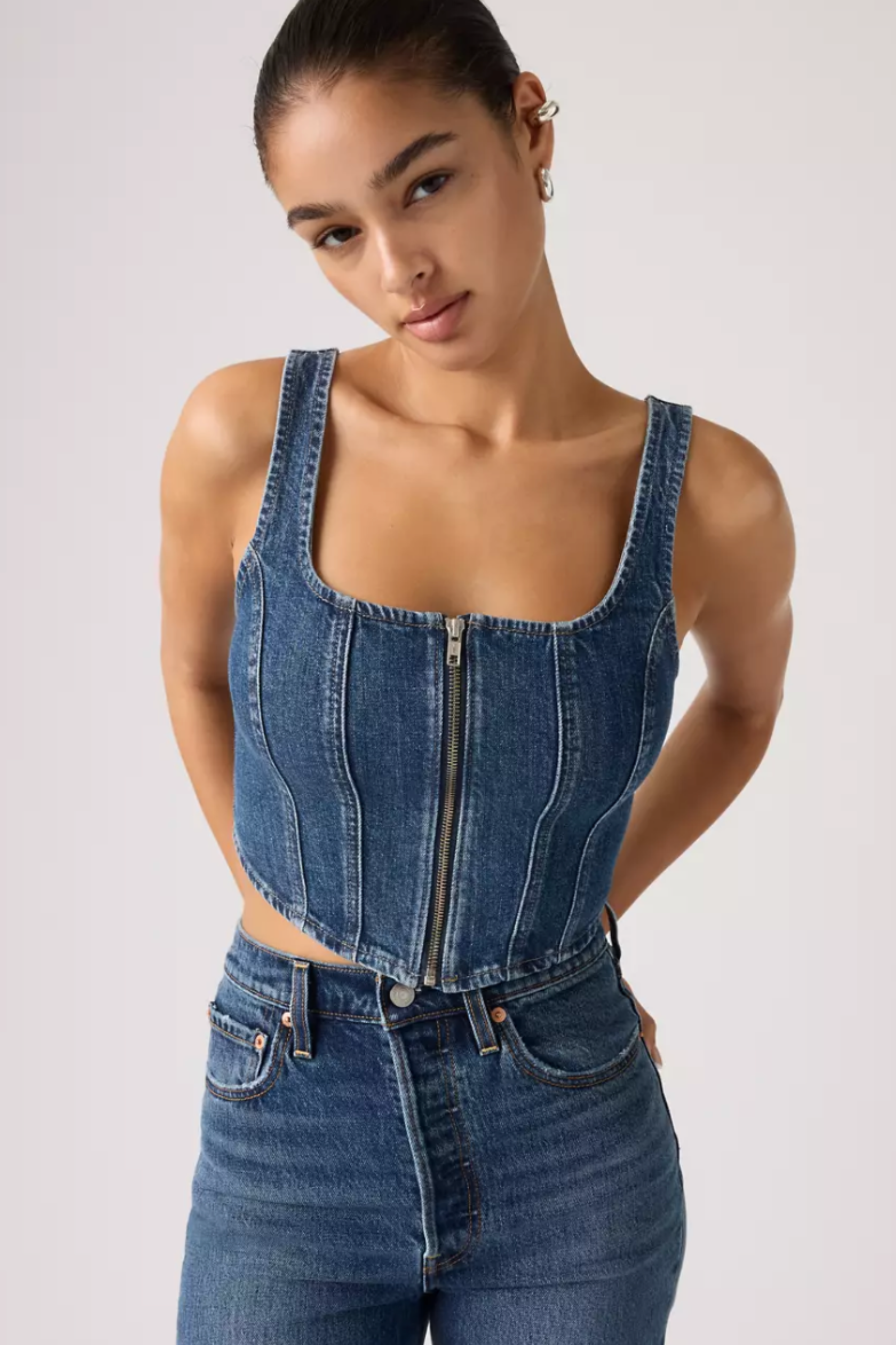Levi's Seamed Zip Bustier Top - She's So Vague
