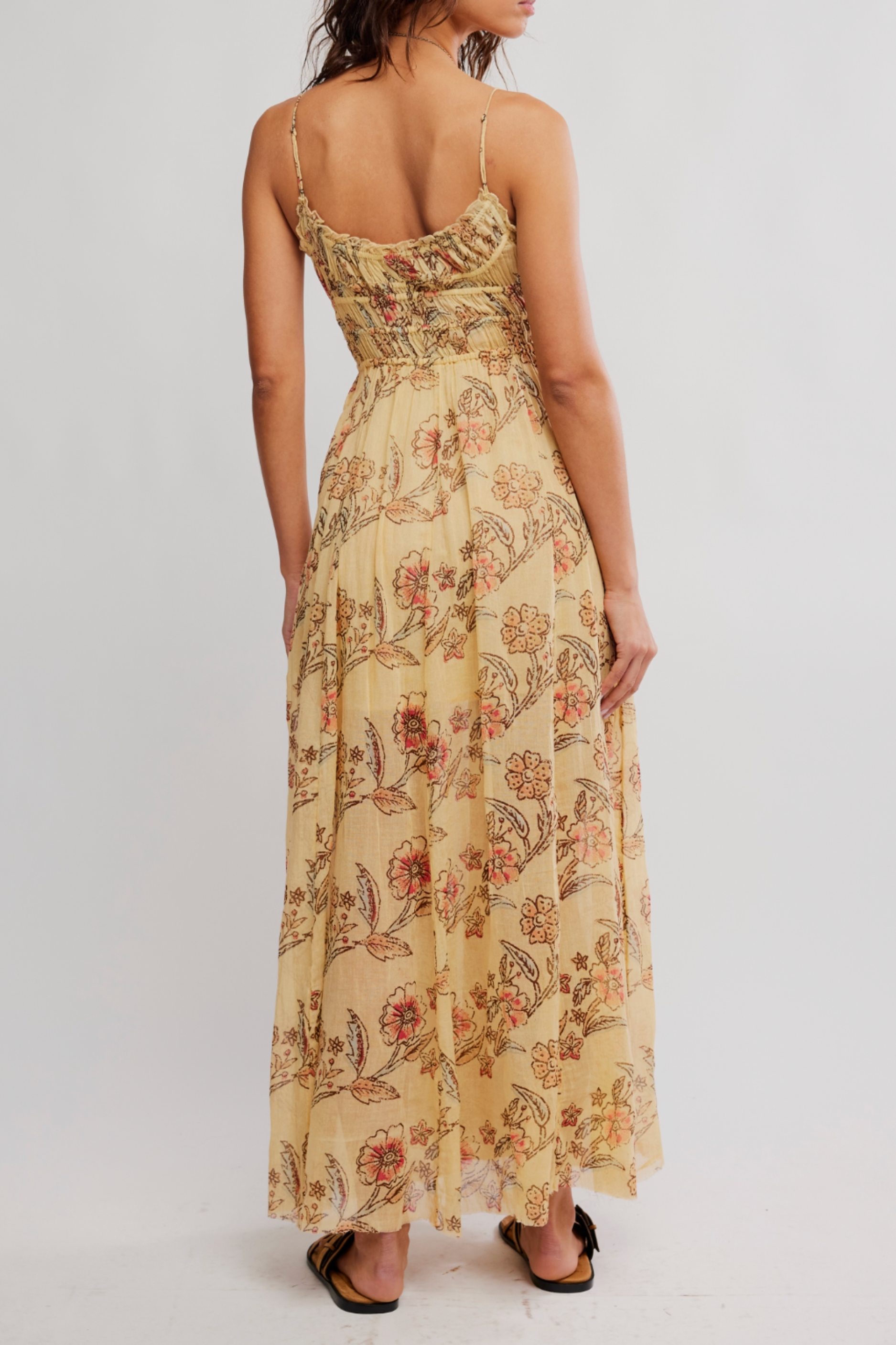 Free People Ciella Printed Maxi Dress - Vanilla Custard