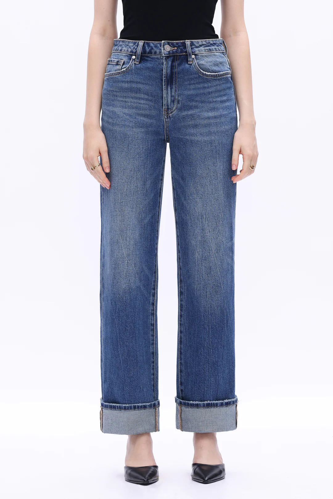 High Rise Straight Leg Jeans - Retro Dark Blue