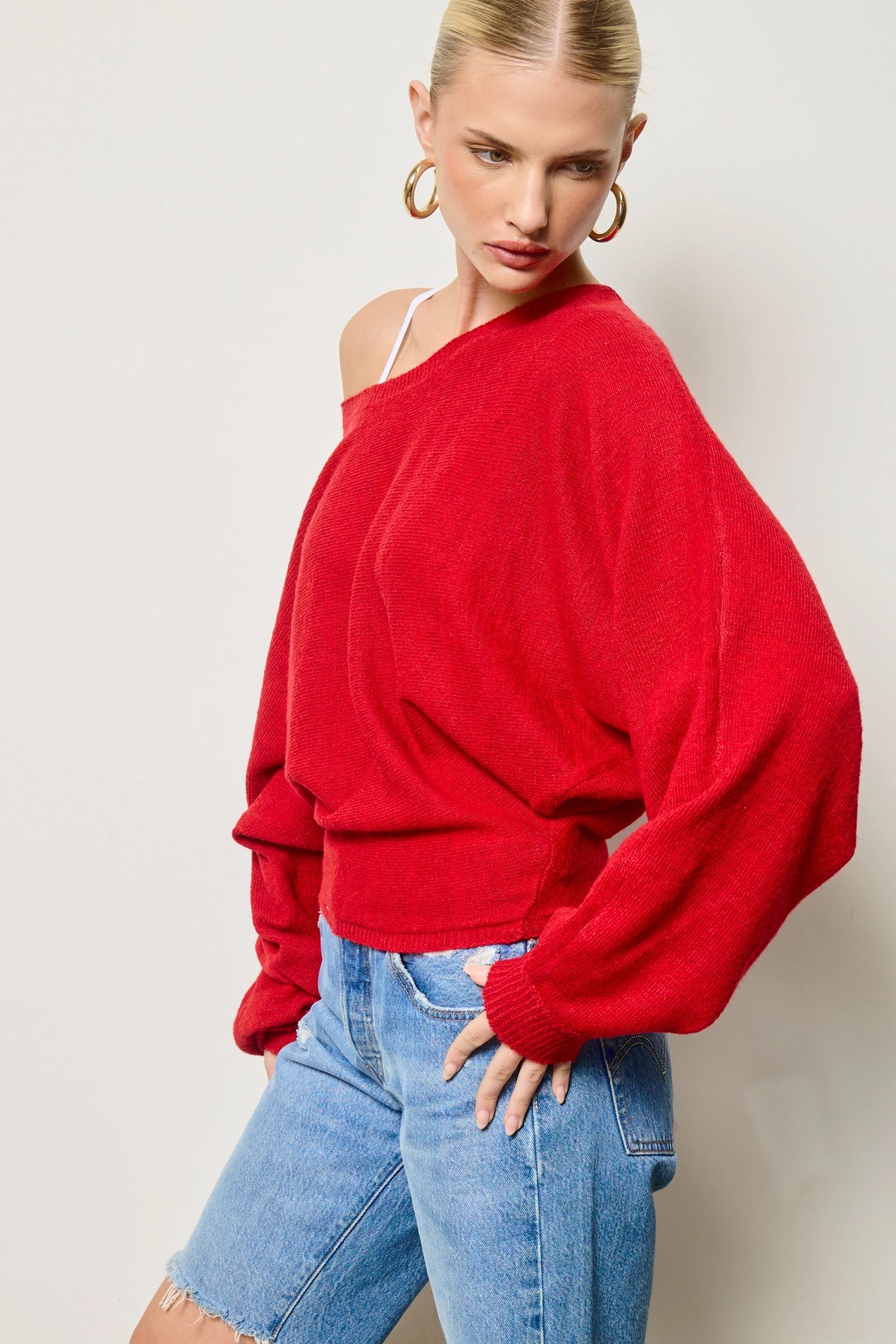 Slouchy Dolman Sleeve Knit Sweater