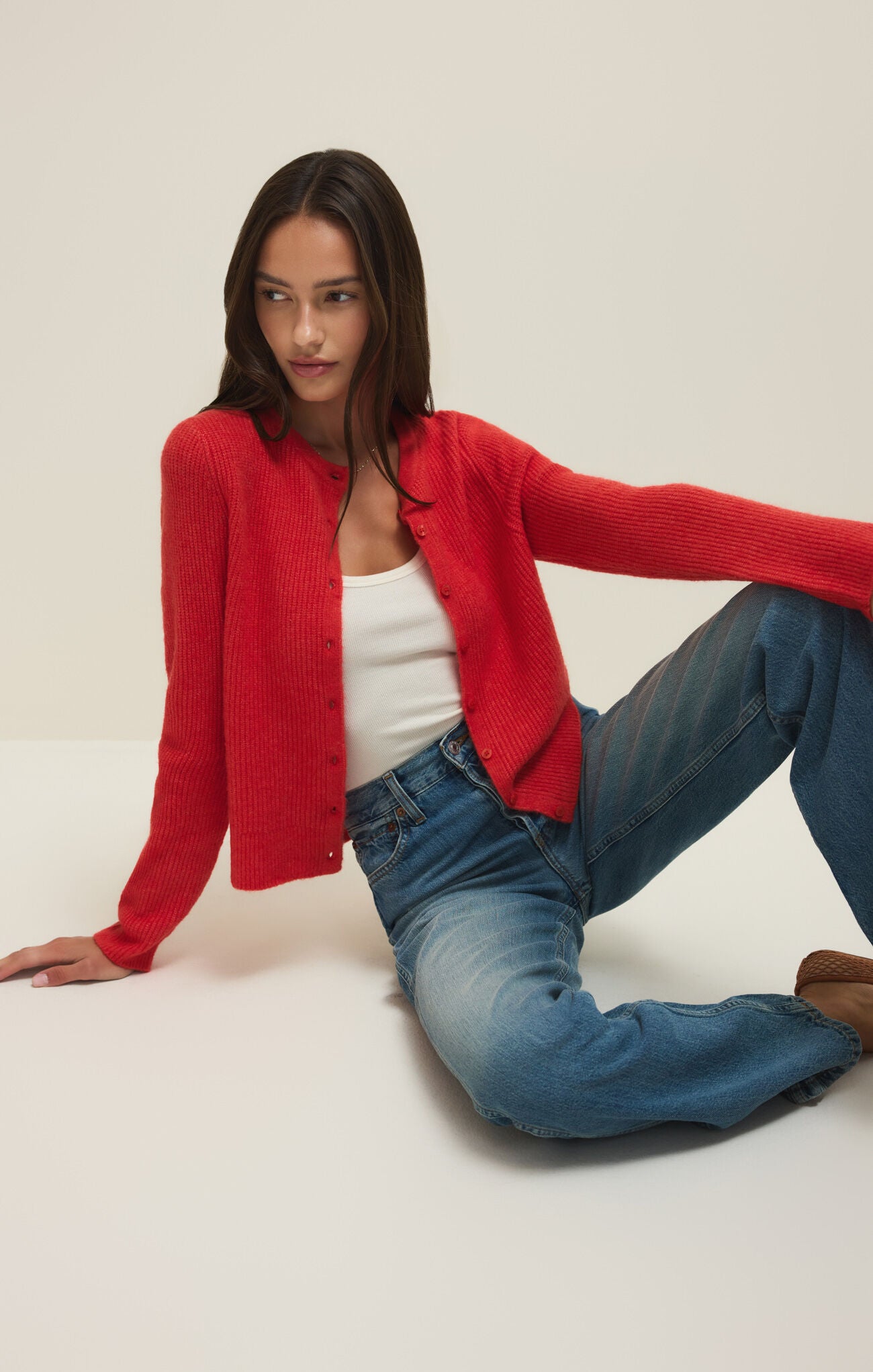 Z Supply Medina Rib Cardigan - Red Lotus