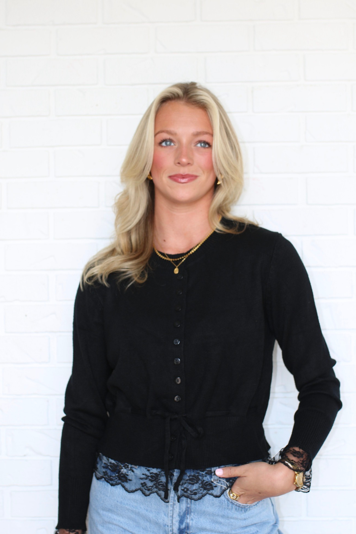 Funkadelic Lace Trim Cardigan - Black