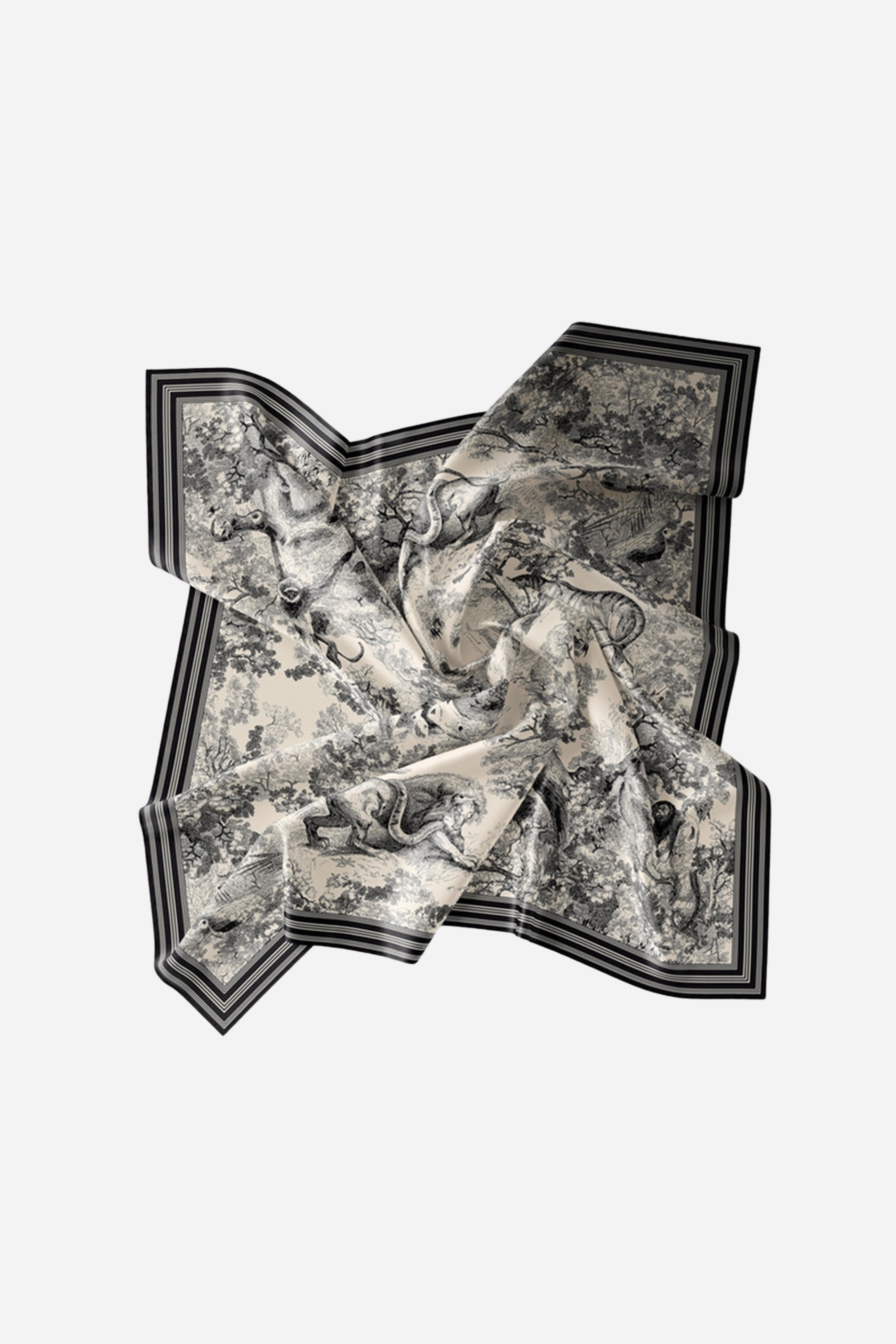 Floral Silky Square Scarf - Black