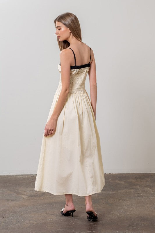 Miley Smocked Midi Dress - Cream