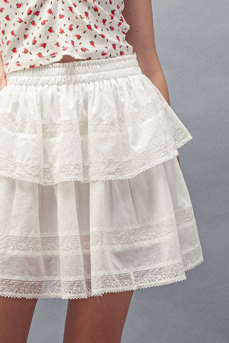 Tiered Away Ruffle Mini Skirt