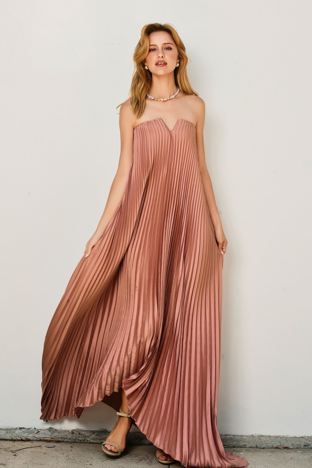 Moonglade Pleated Maxi Dress - Hazel