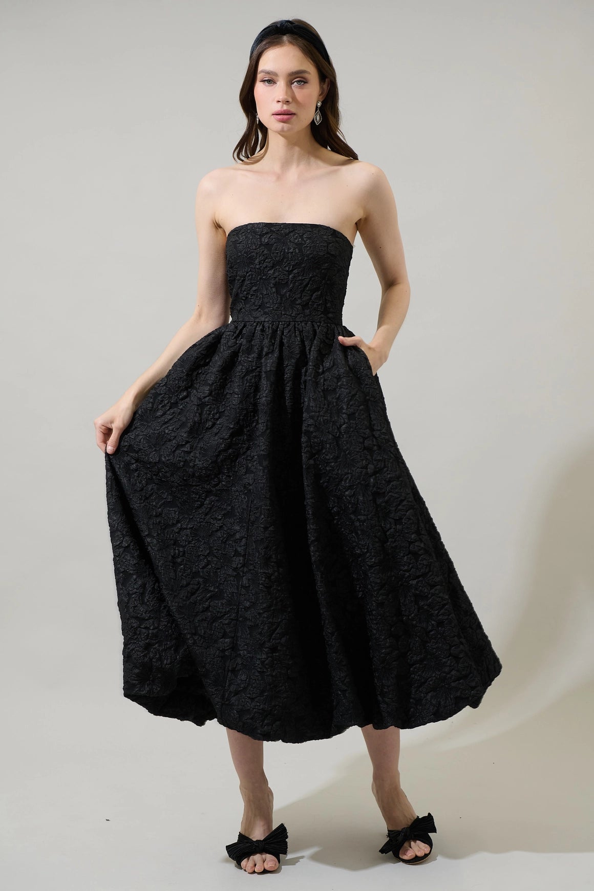 belle midi dress Arielle Jacquard Belle Strapless Maxi Dress Black / S by Sugarlips