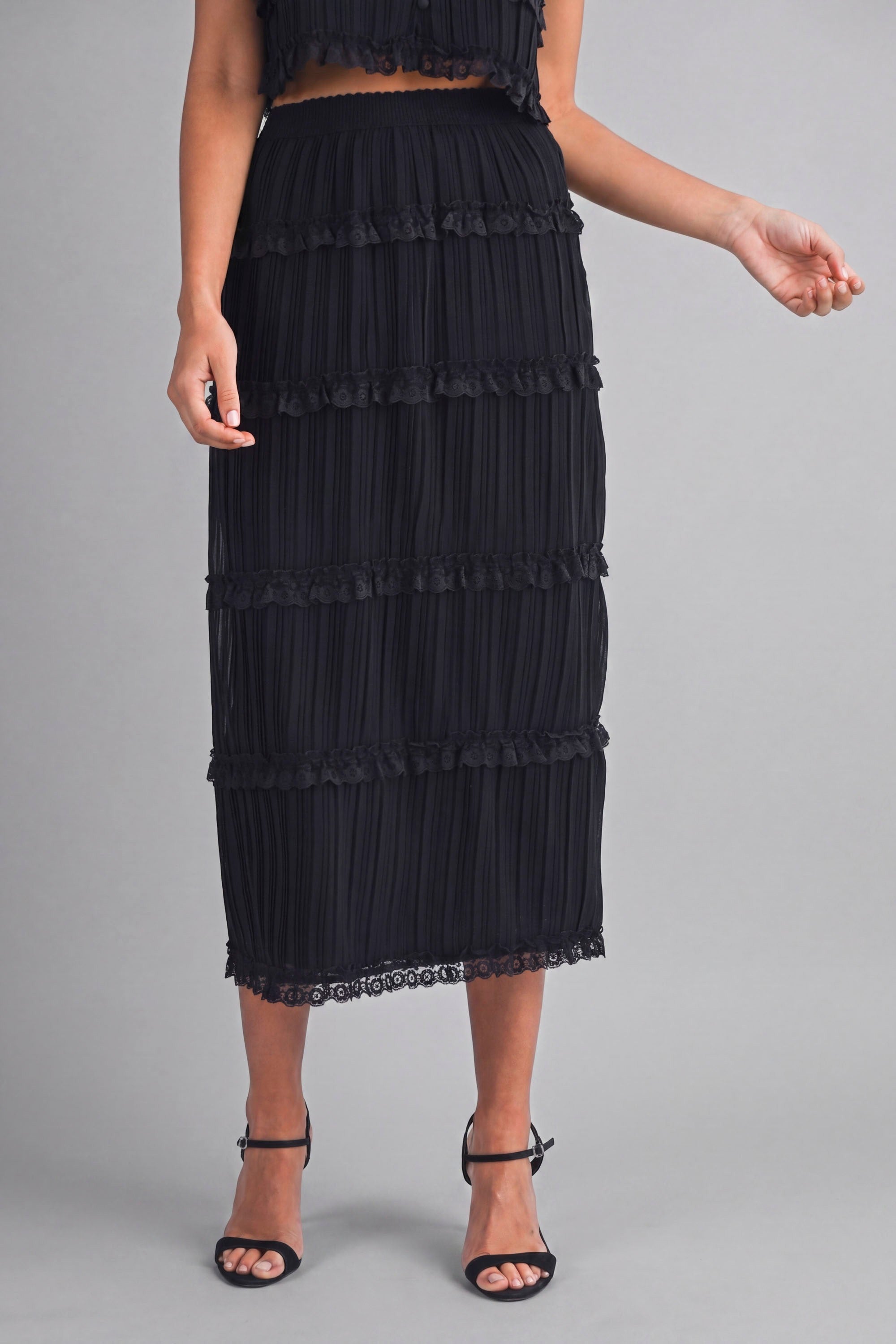 Amelia Chiffon Skirt Set - Black