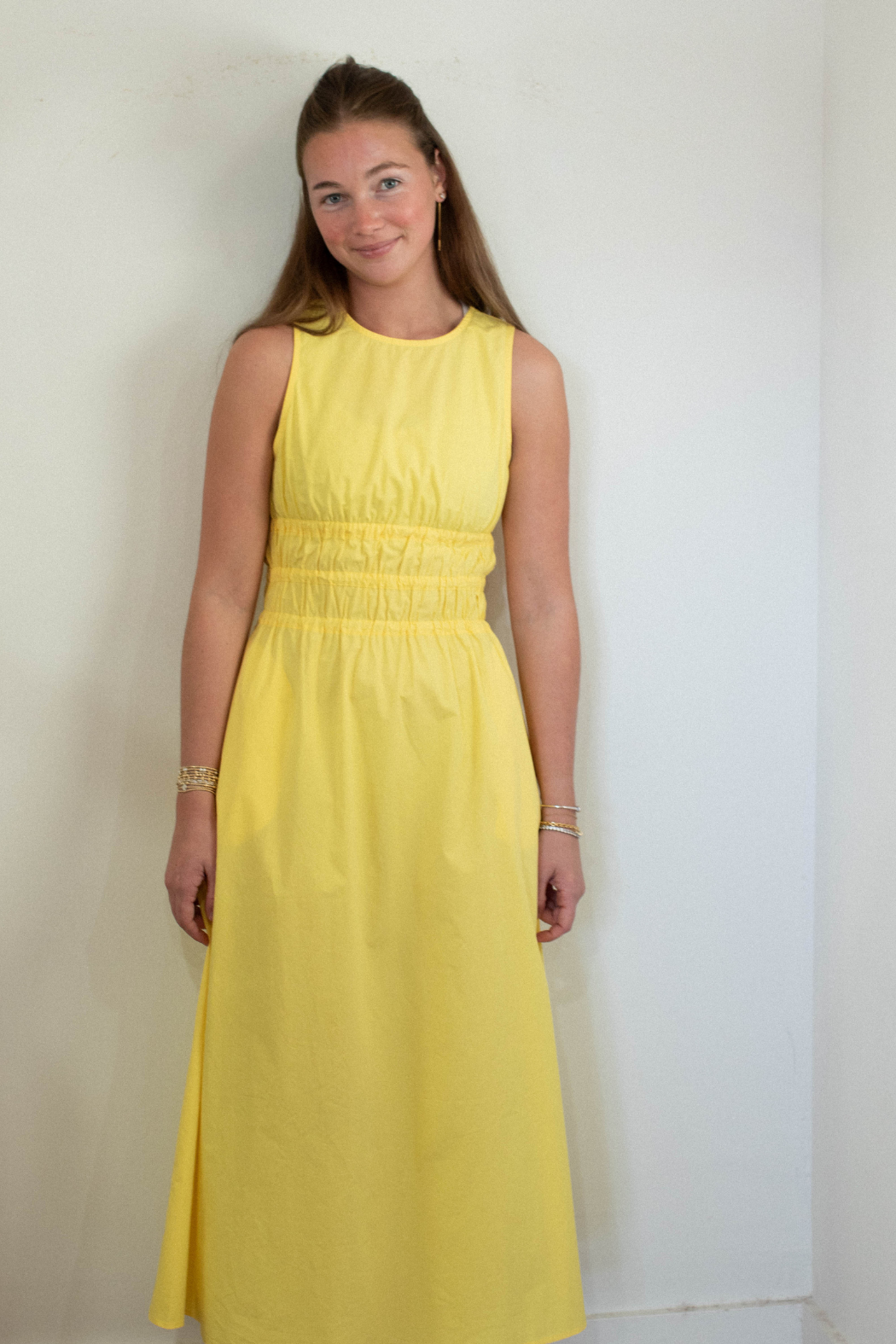 elegant yellow midi dress Jarlo structured a-line midi dress in yellow
