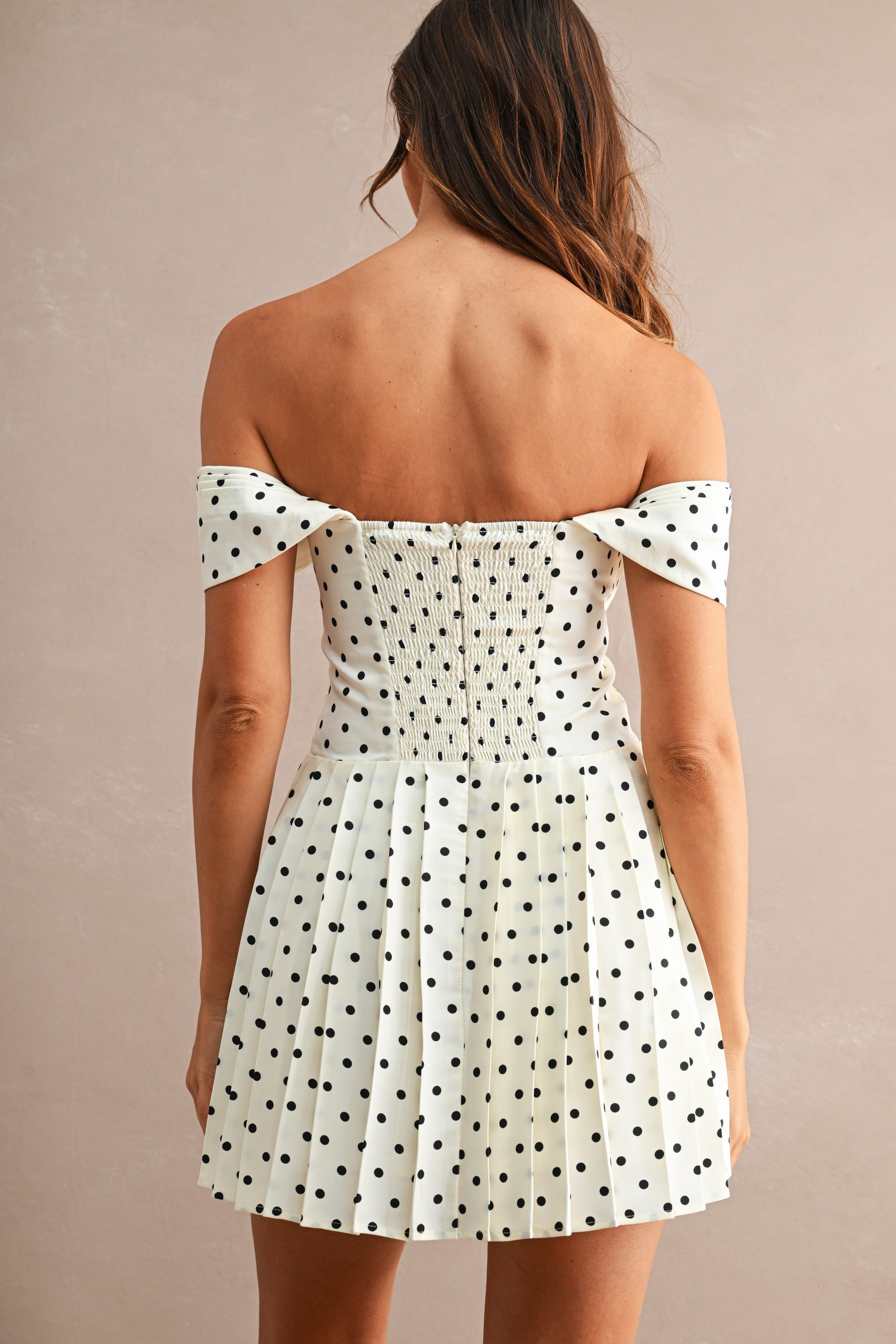 Lyla Polka Dot Mini Dress - Cream