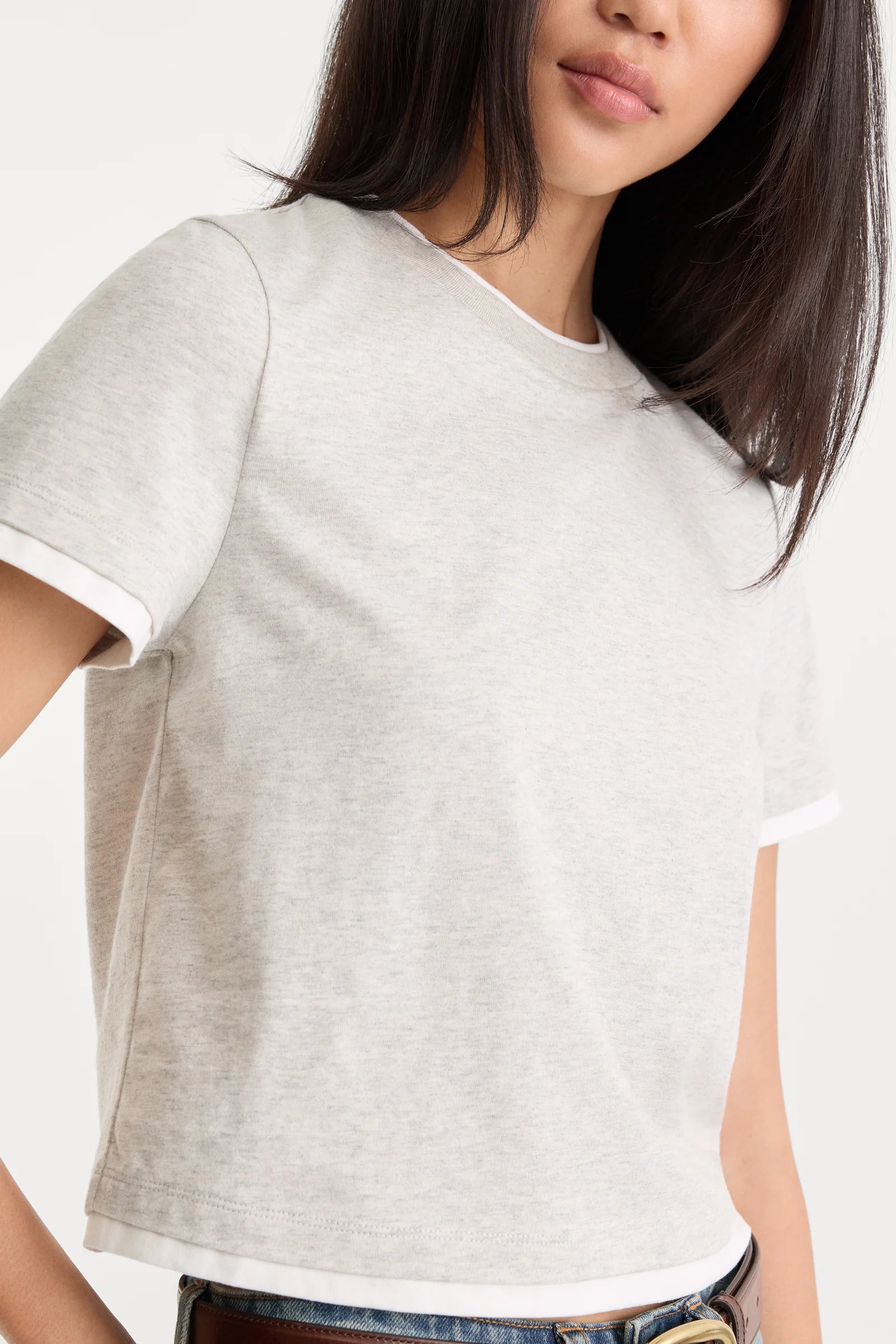 Good American - The Layered Tee - Vintage Grey