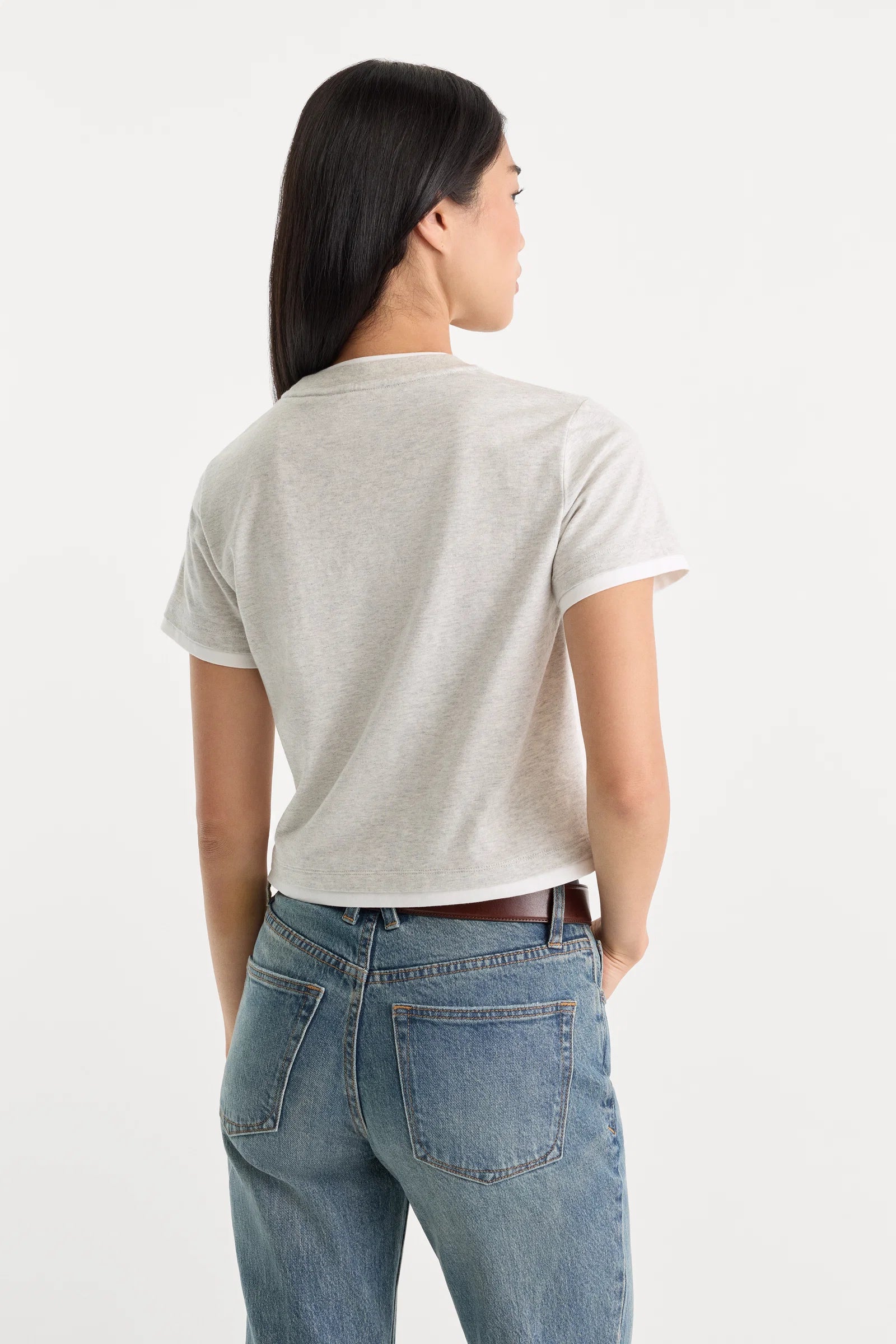 Good American - The Layered Tee - Vintage Grey