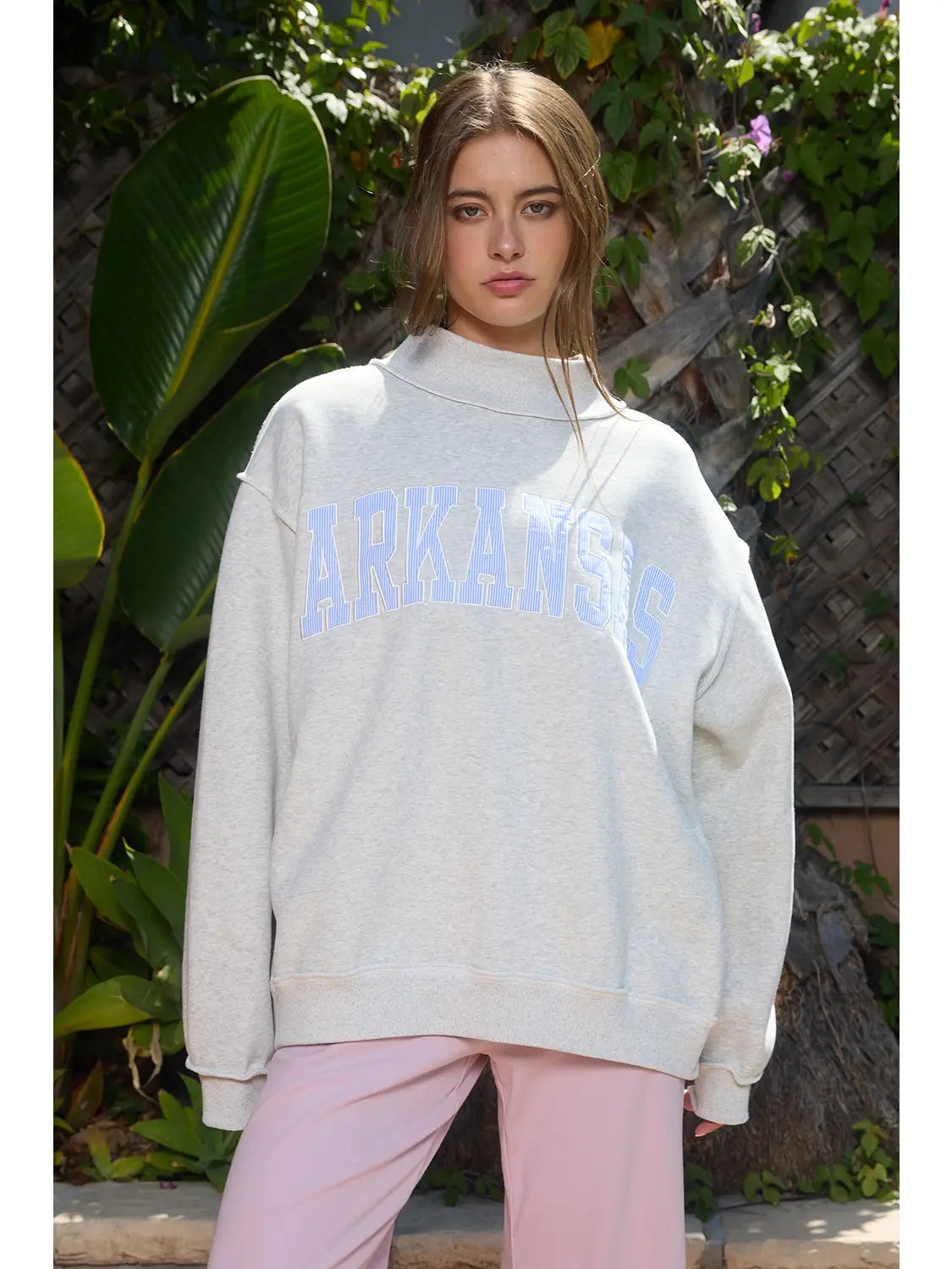 Arkansas Mock Neck Sweatshirt - Blue Stripe