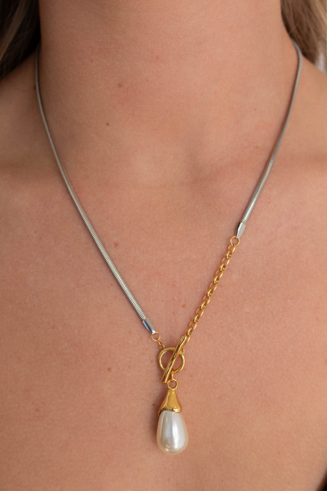 18K Madeline Two Tone Pearl Necklace