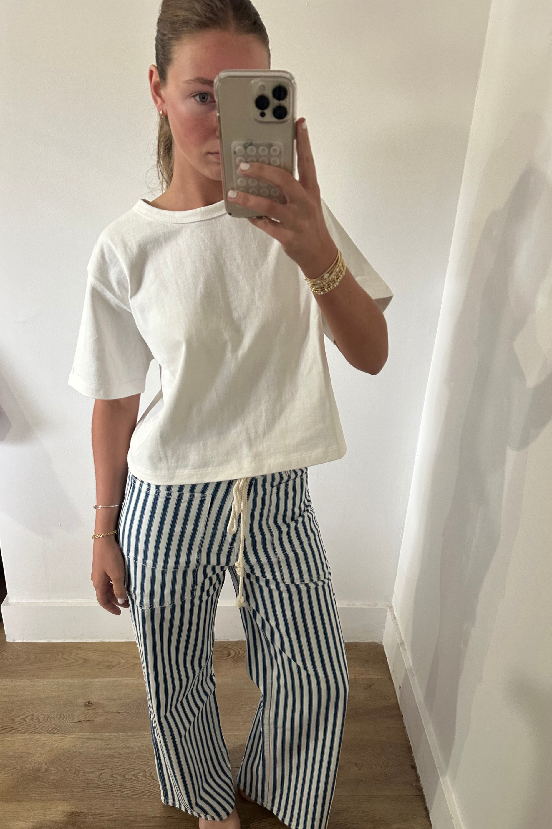 Tamsin High Rise Wide Leg Jeans - Blue Stripe