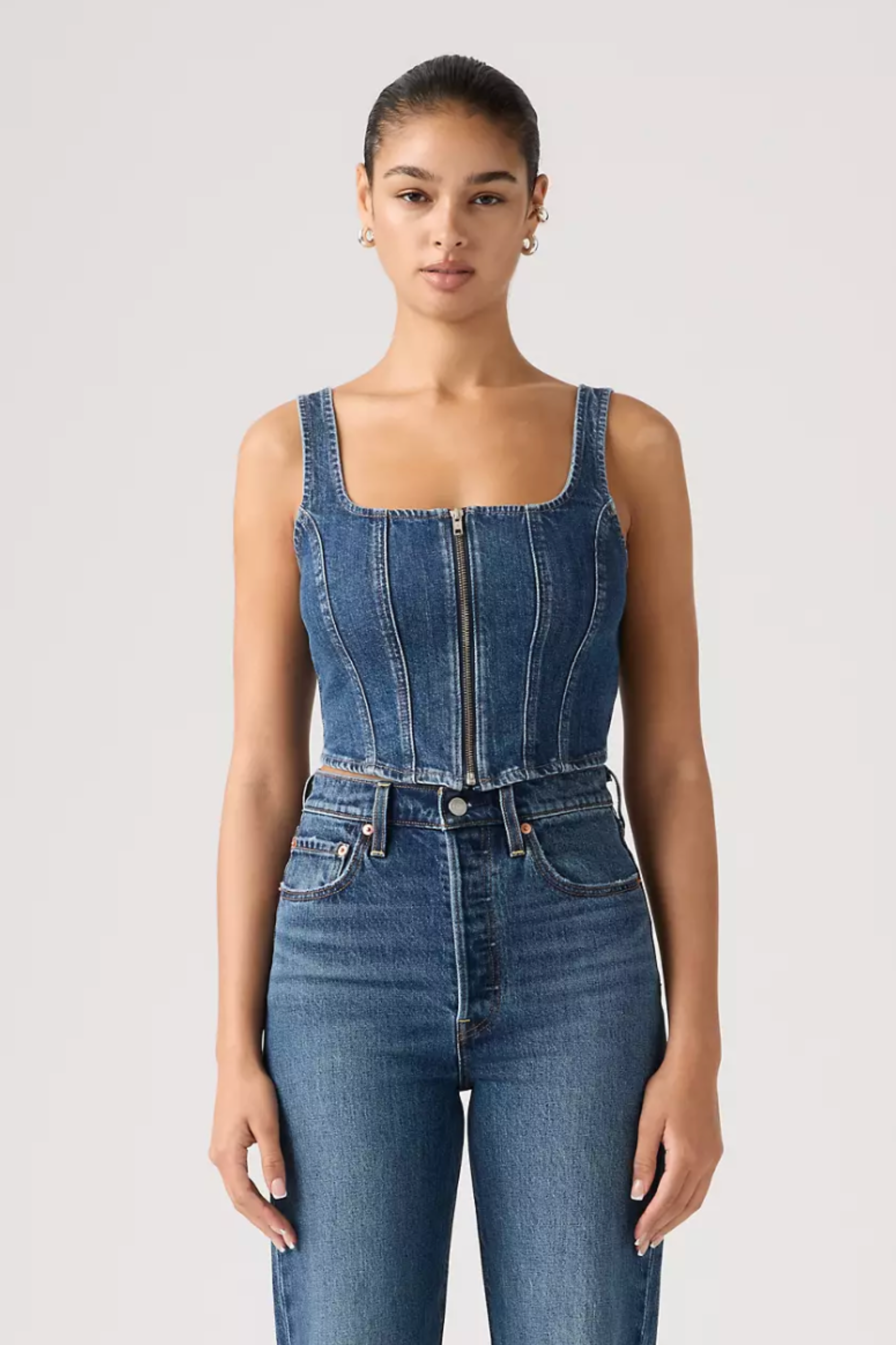 Levi's Seamed Zip Bustier Top - She's So Vague