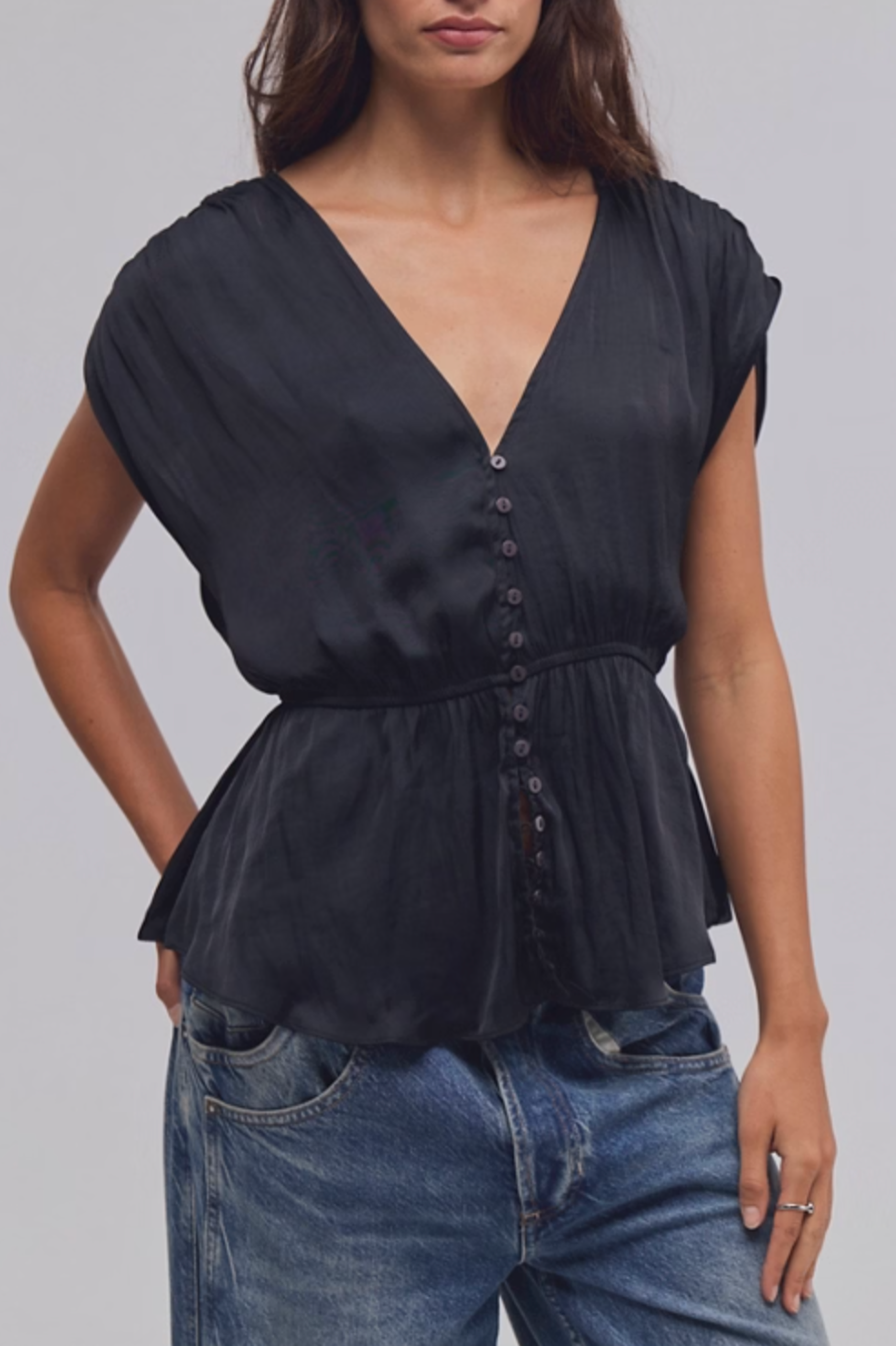 Free People Ash Blouse - Black