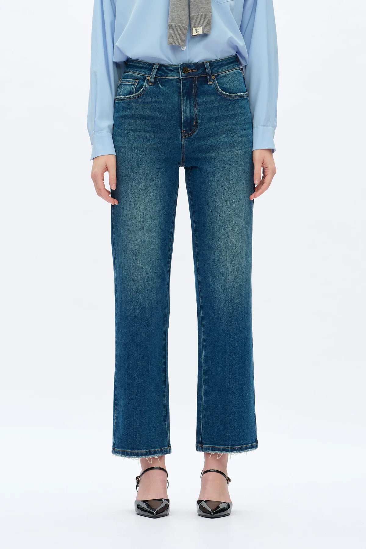 High Rise Vintage Straight Leg Jeans - Vintage Medium Blue