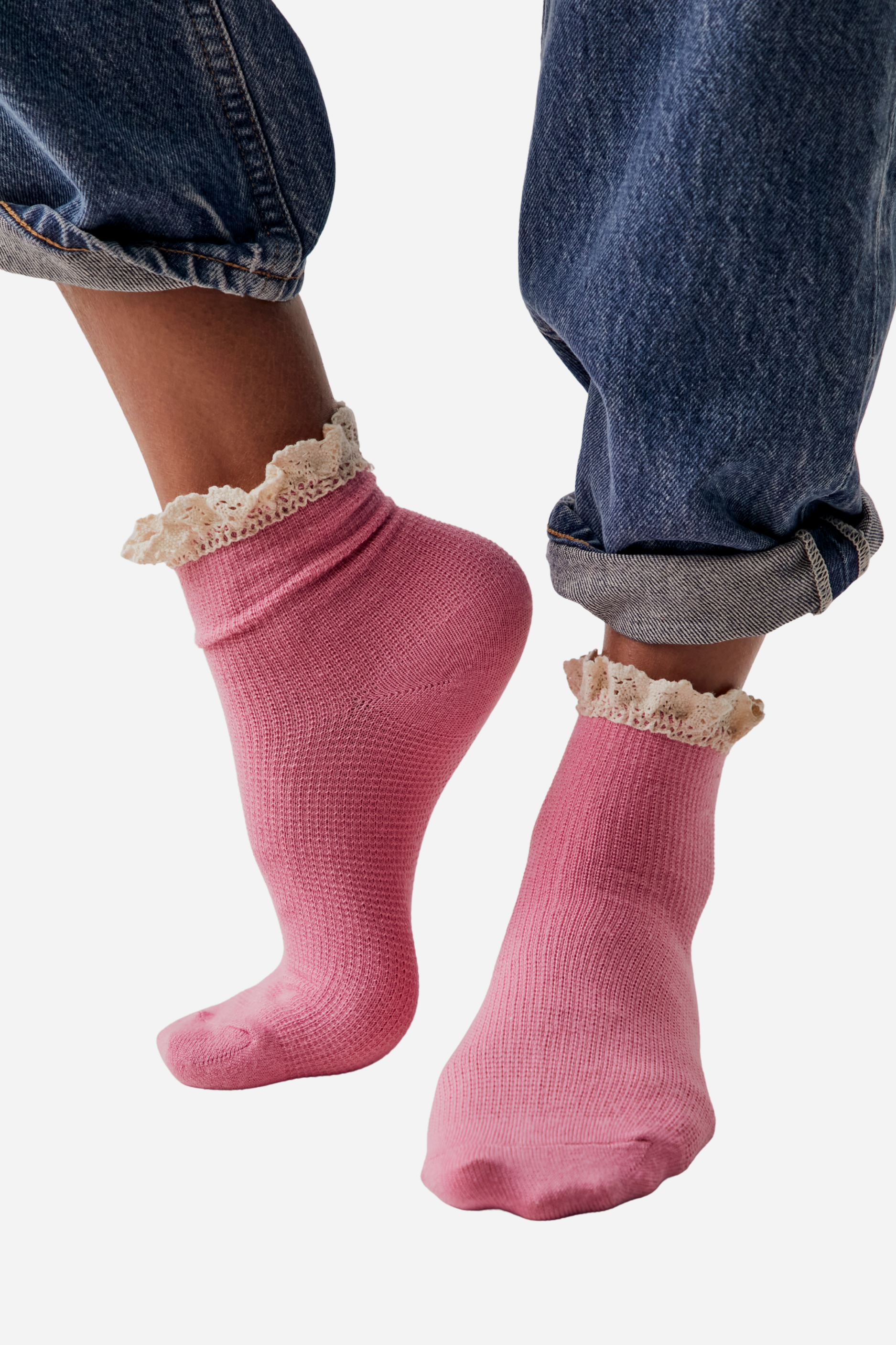 Free People Beloved Waffle Knit Ankle Socks - Bubblegum