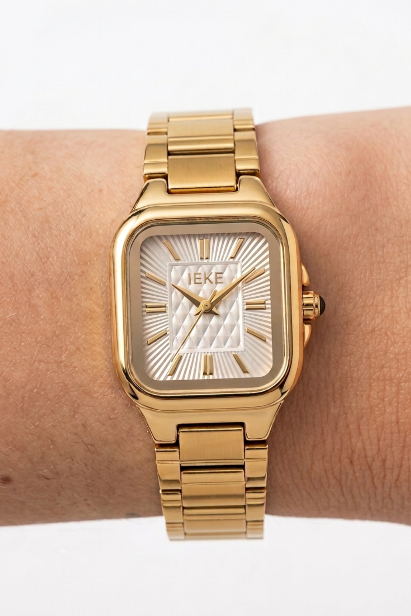 Trendy Square Dial Watch - Gold/White