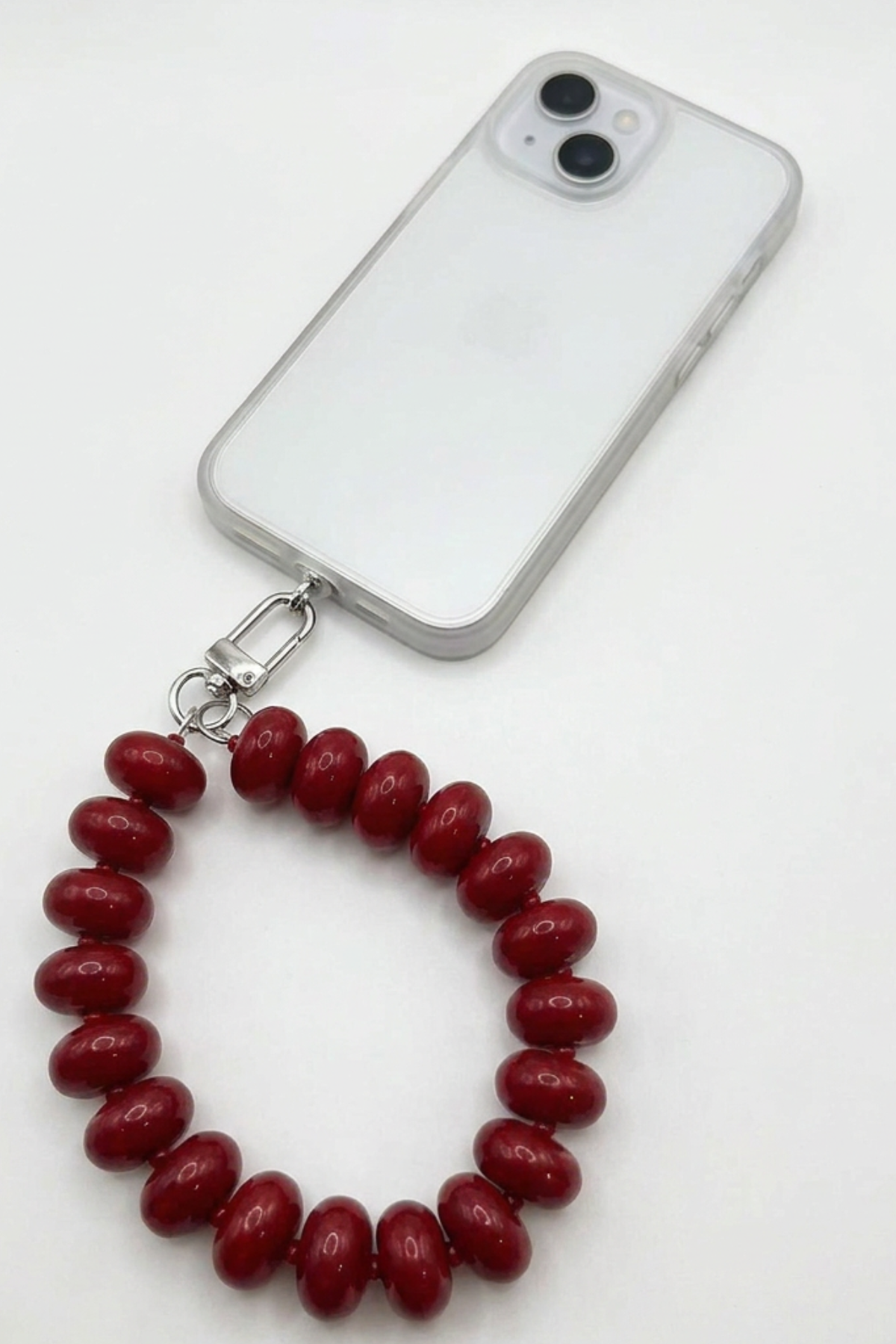 Rondelle Beaded Phone Chain — Red